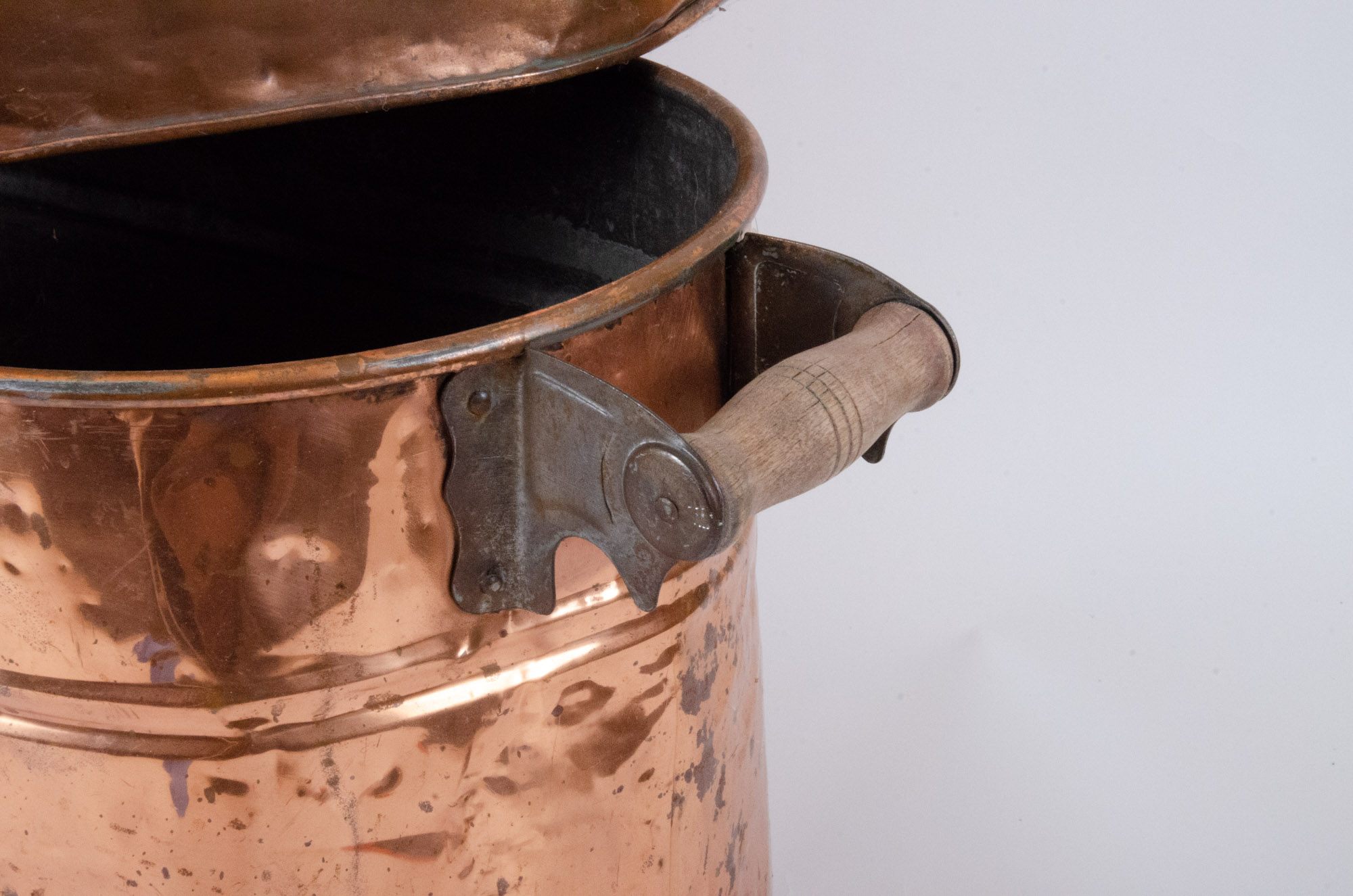 Antique Copper Boilers and Handled Pot