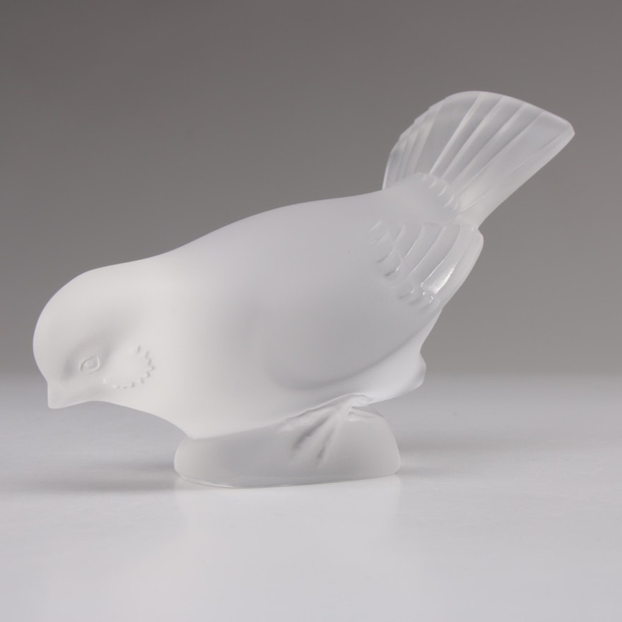 Lalique Frosted Crystal Bird Figurine