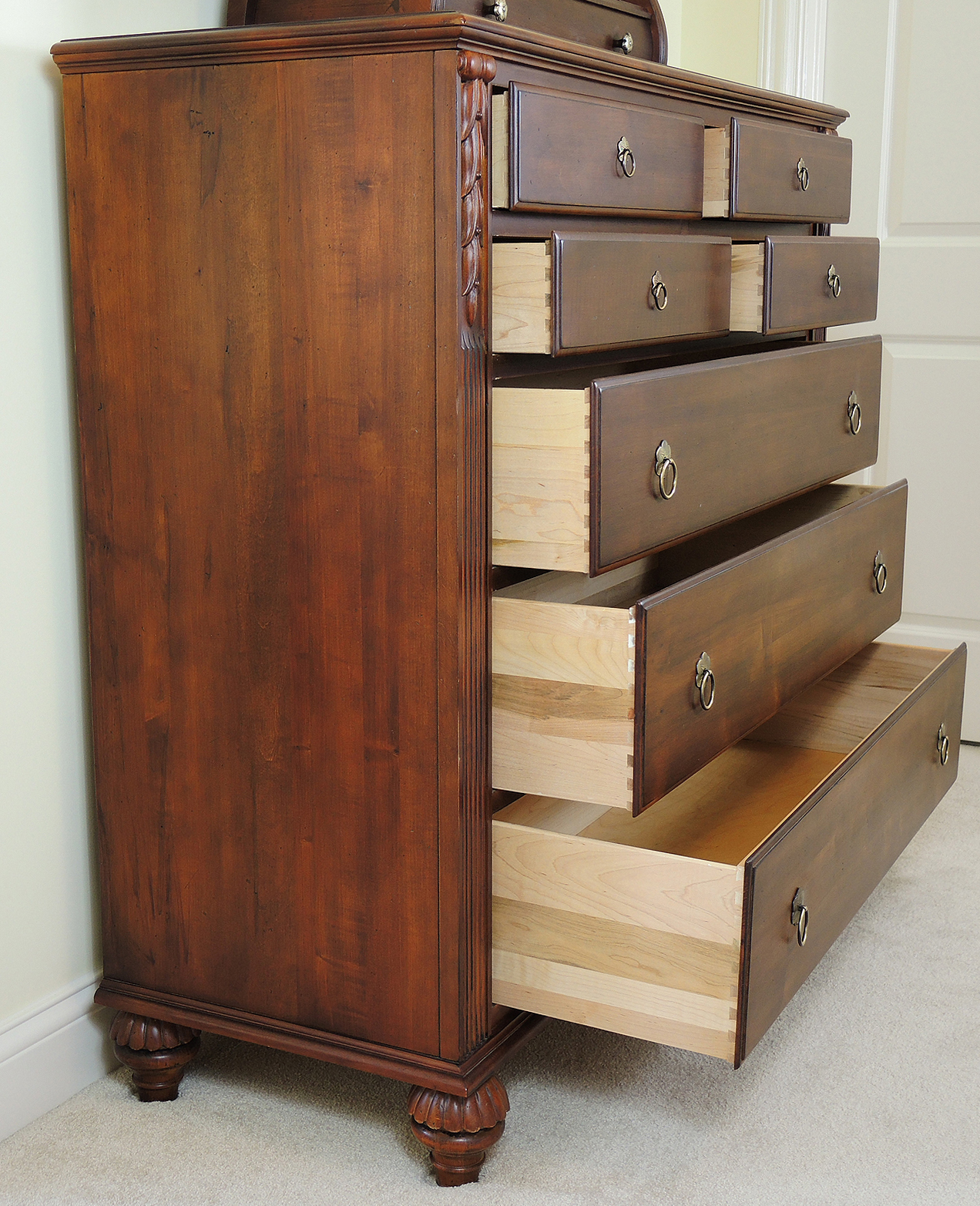 Ethan Allen "Dawson" Tall Dresser and Mirrored Jewelry Chest