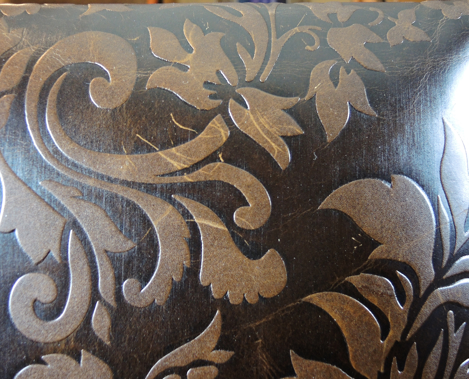Embossed Leather Bar Stools with Nail Head Trim