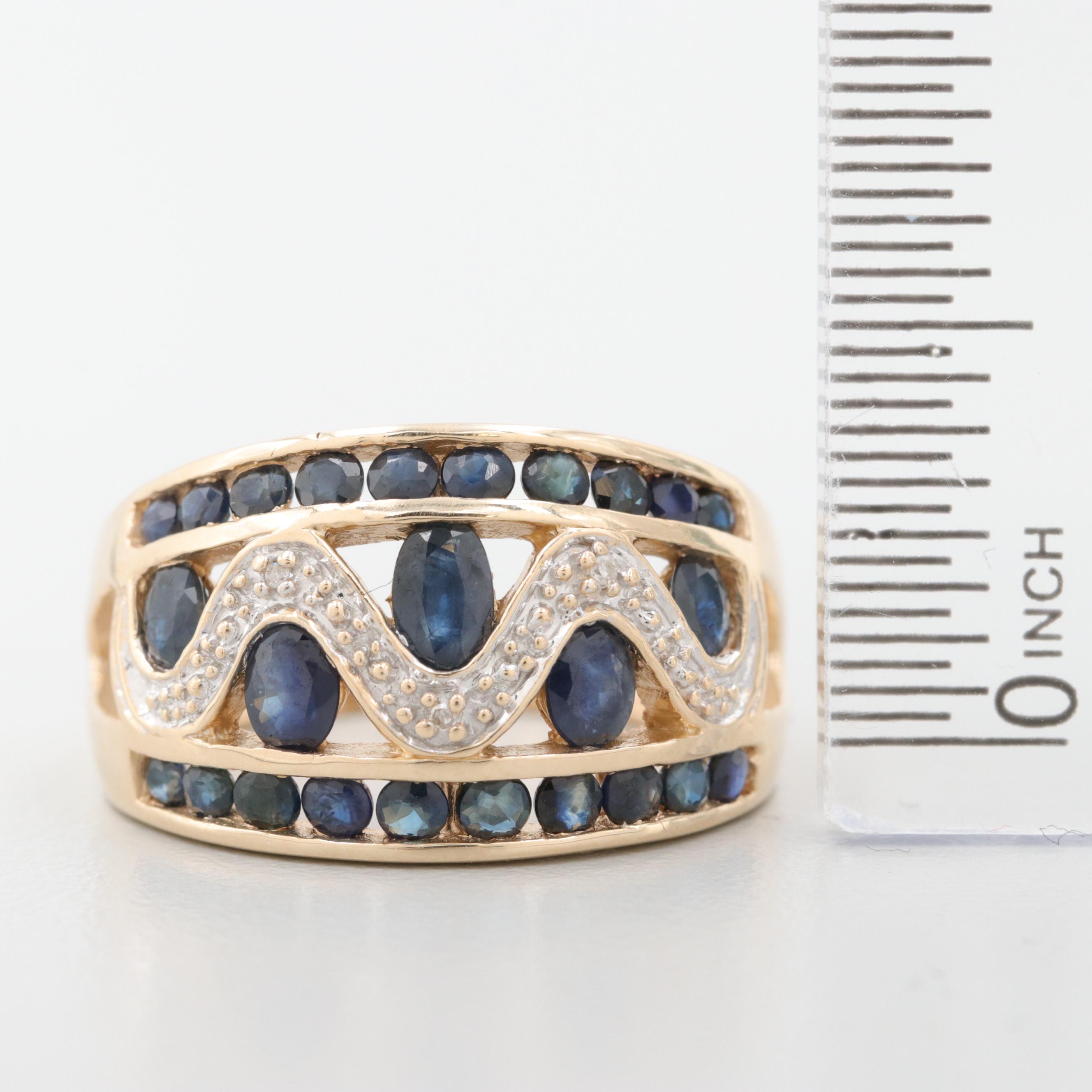 10K Yellow Gold Sapphire and Diamond Ring