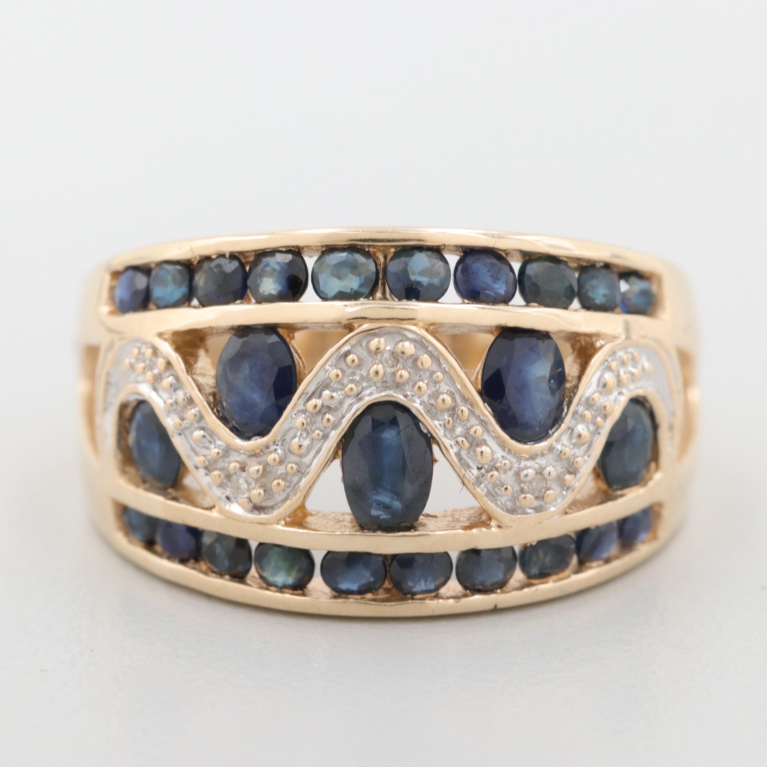 10K Yellow Gold Sapphire and Diamond Ring