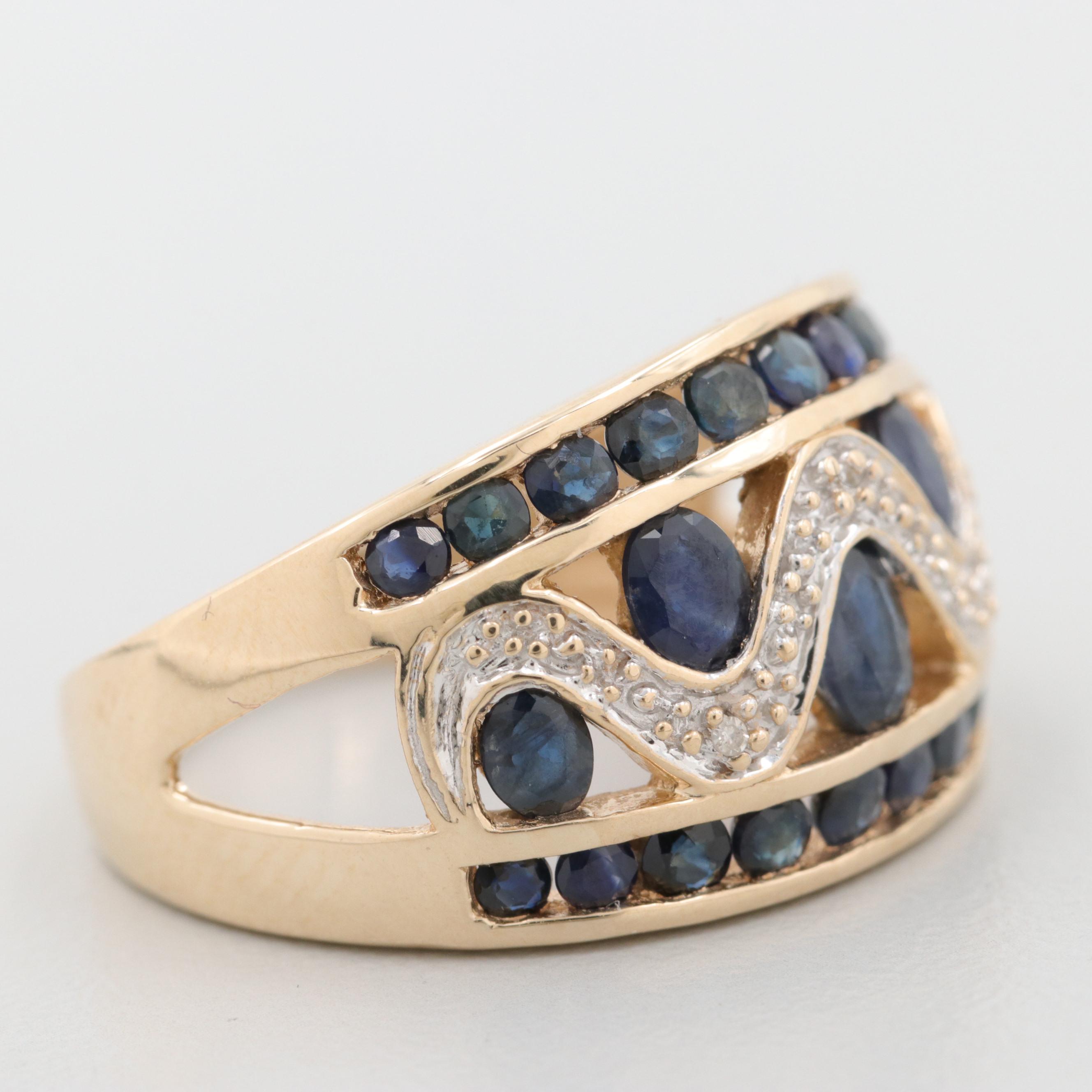 10K Yellow Gold Sapphire and Diamond Ring