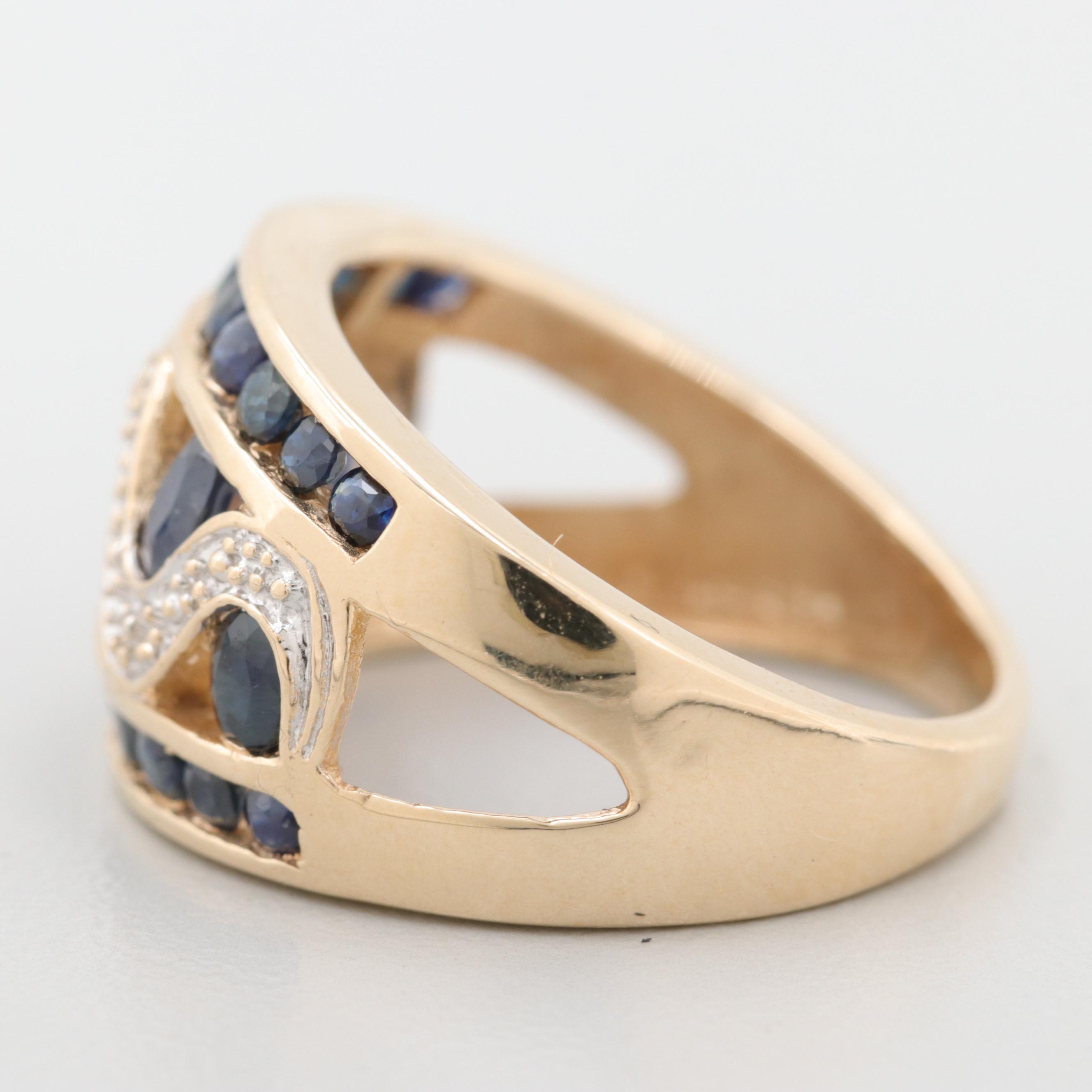 10K Yellow Gold Sapphire and Diamond Ring