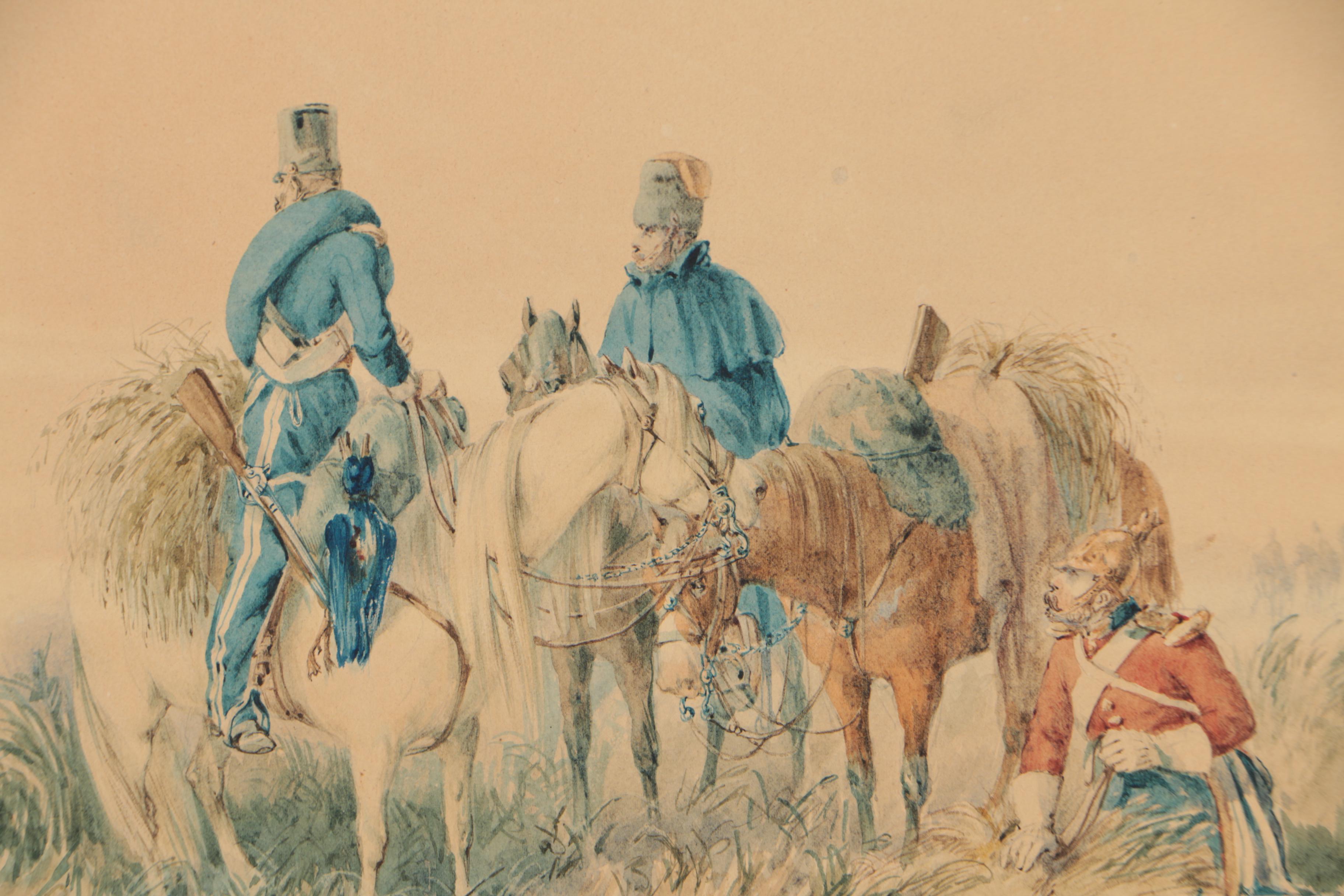 Orlando Norie Watercolor Illustration of Crimean War Soldiers