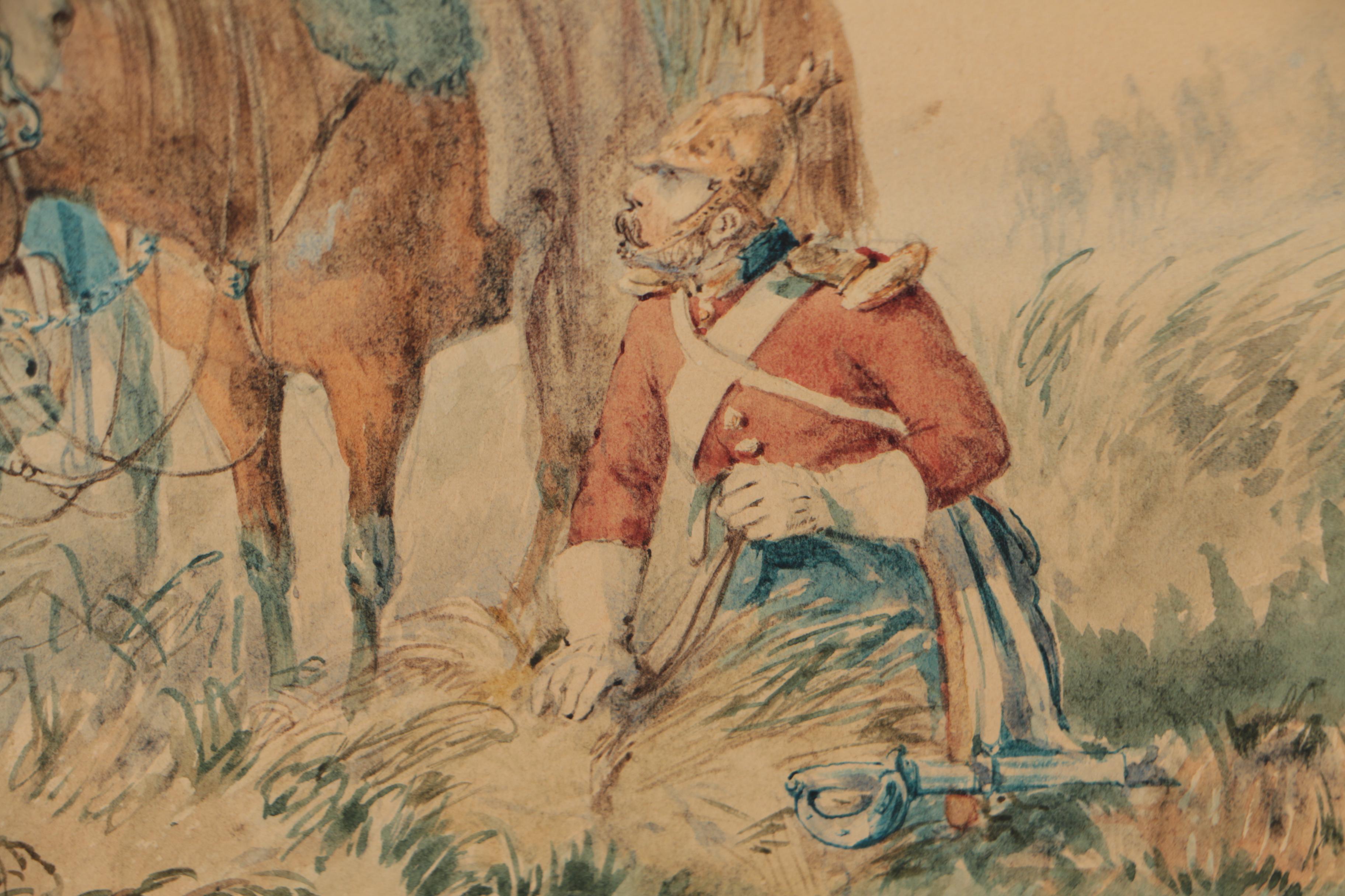 Orlando Norie Watercolor Illustration of Crimean War Soldiers