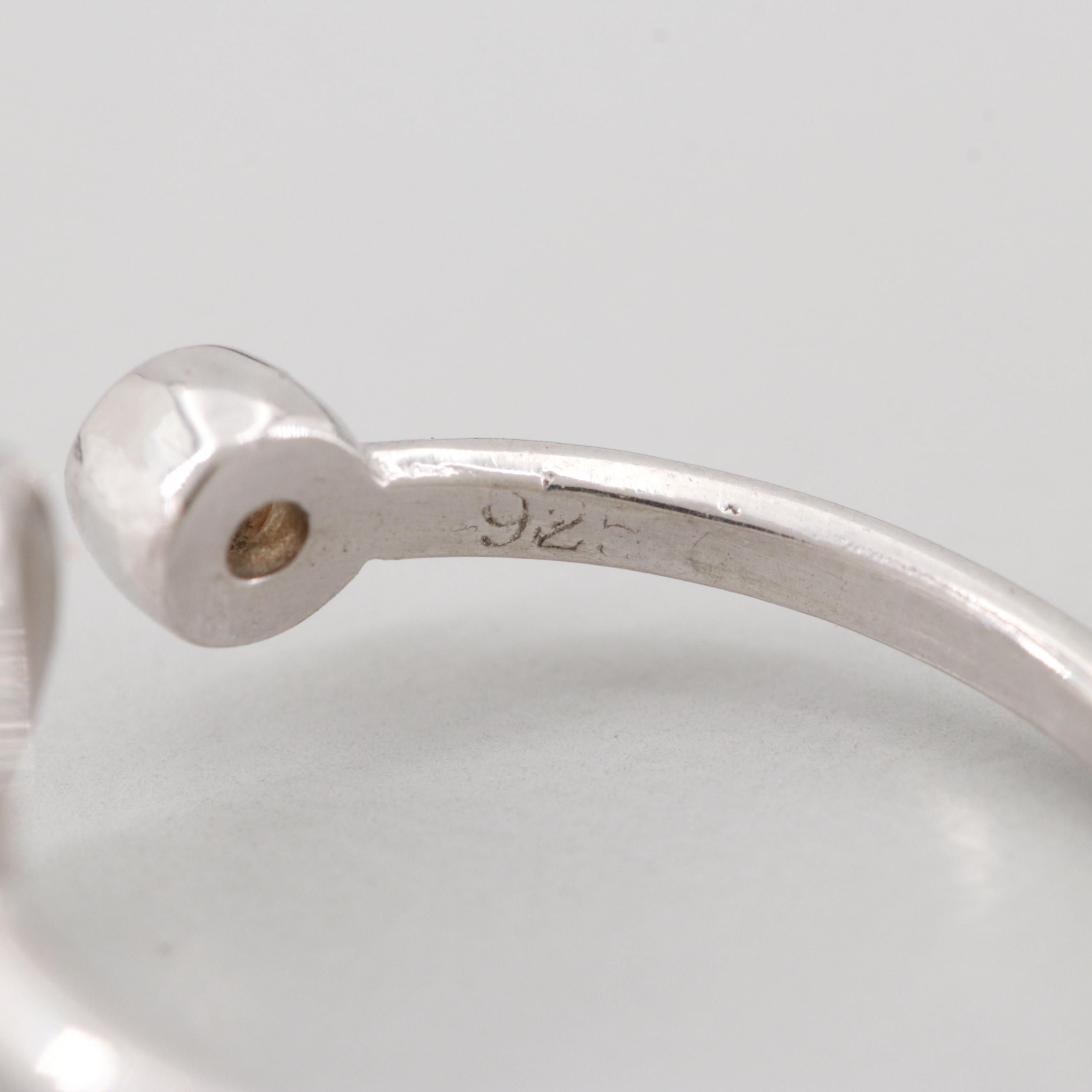 Sterling Silver Blue Spinel and Cubic Zirconia Open Crown Ring