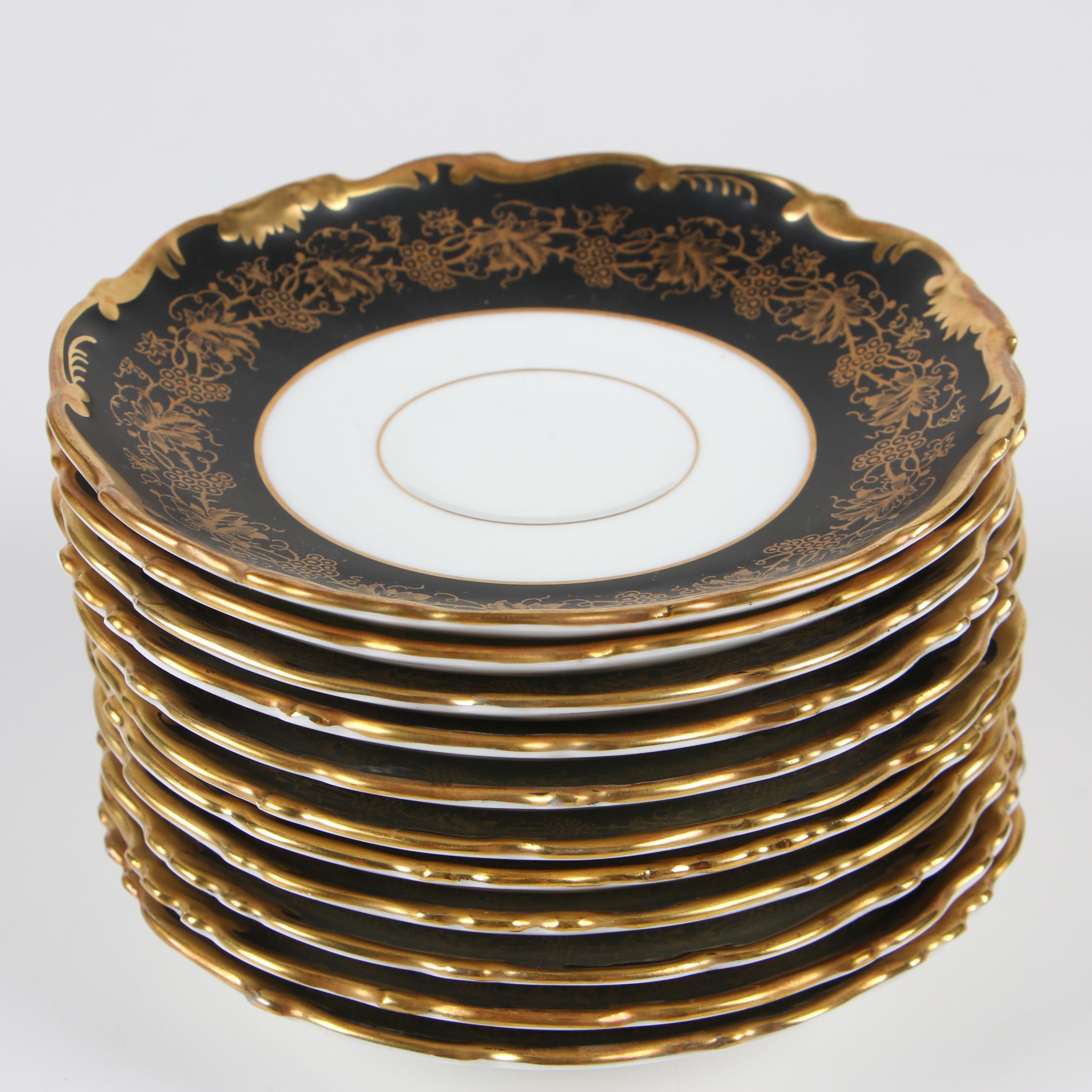 Coalport "Hazelton Black" Bone China Dinnerware Pieces, 1970s Everything But The House