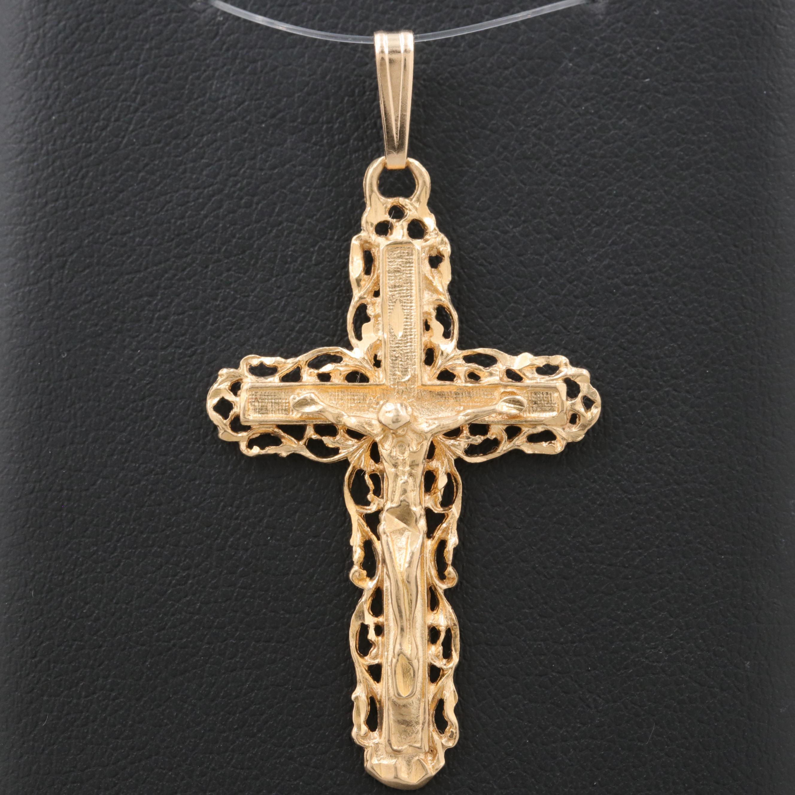 14K Yellow Gold Crucifix Pendant