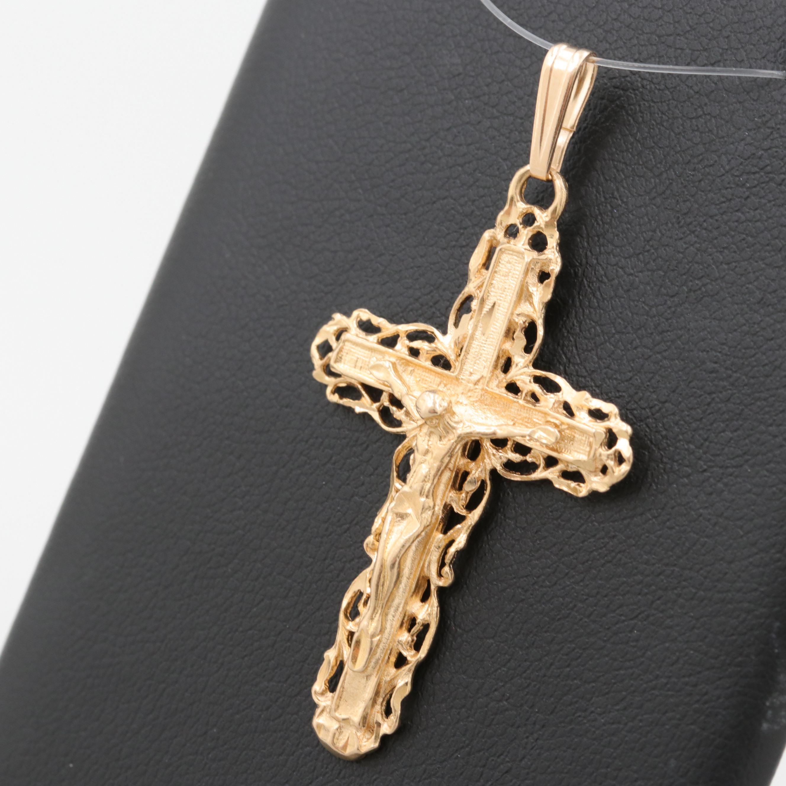 14K Yellow Gold Crucifix Pendant