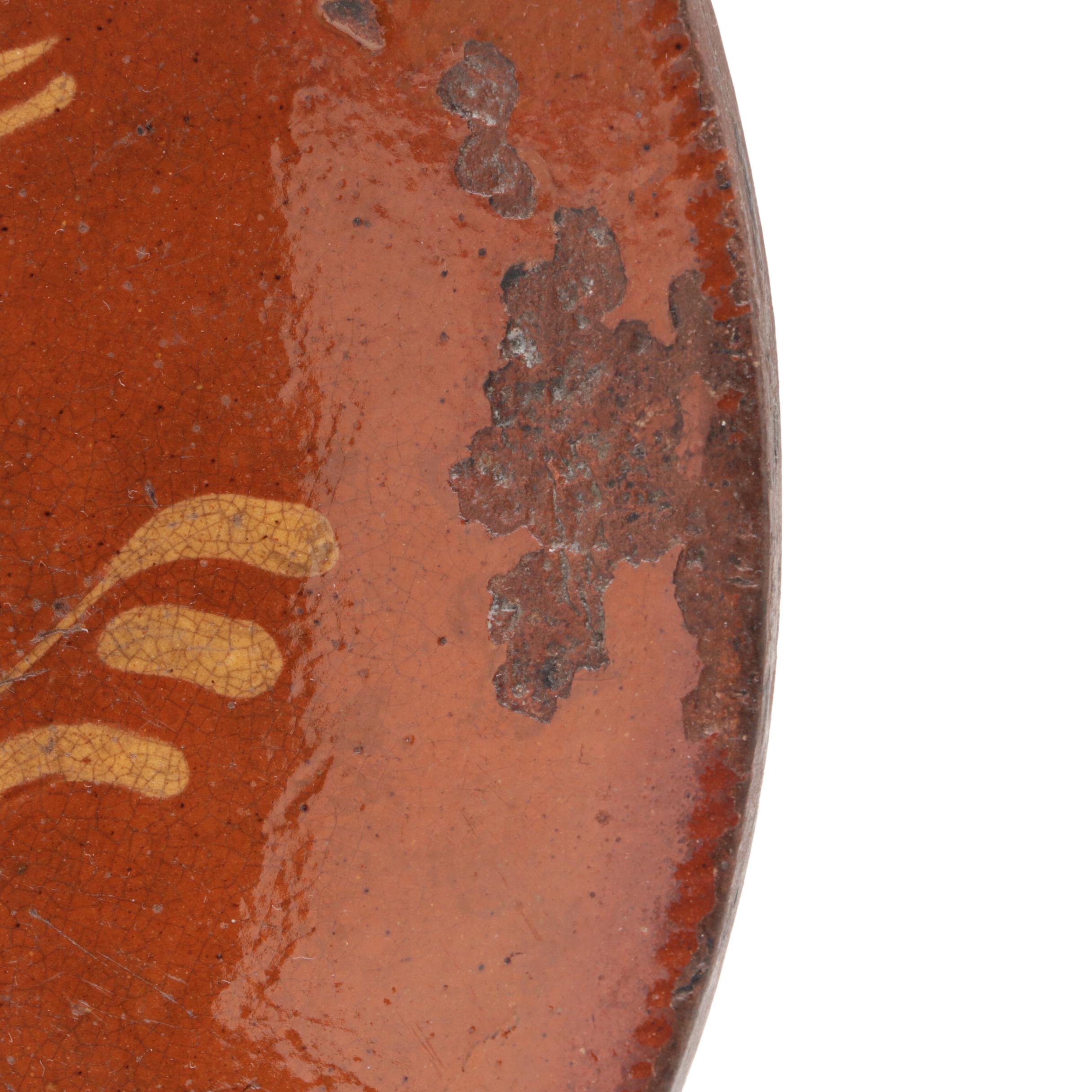 Redware Slipware Plate, Late 19th to Early 20th Century