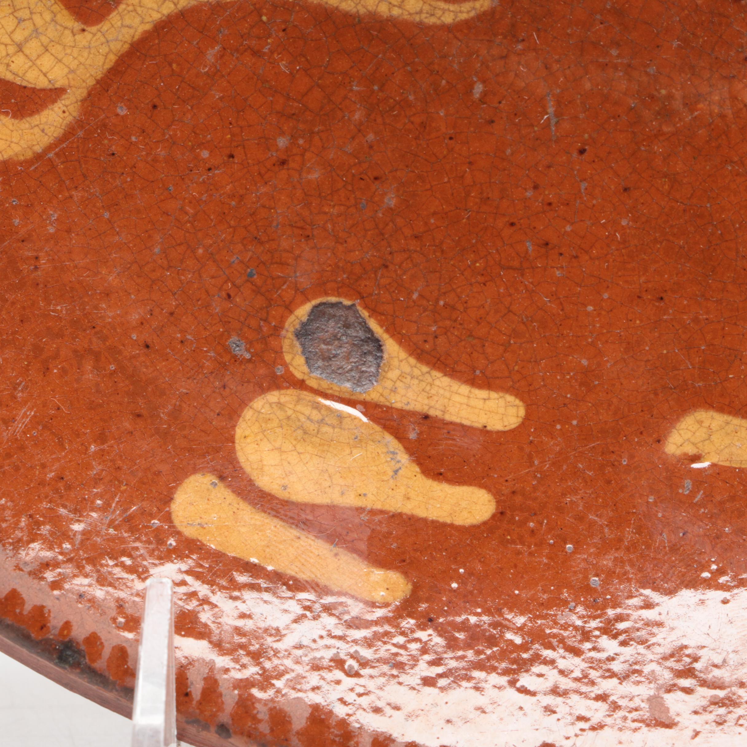 Redware Slipware Plate, Late 19th to Early 20th Century