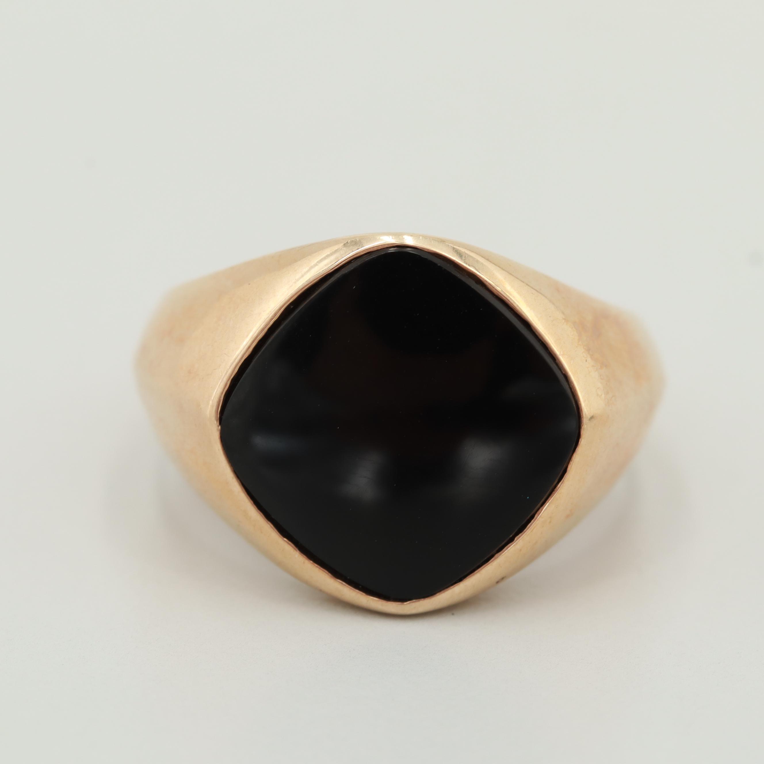 10K Yellow Gold Black Onyx Ring