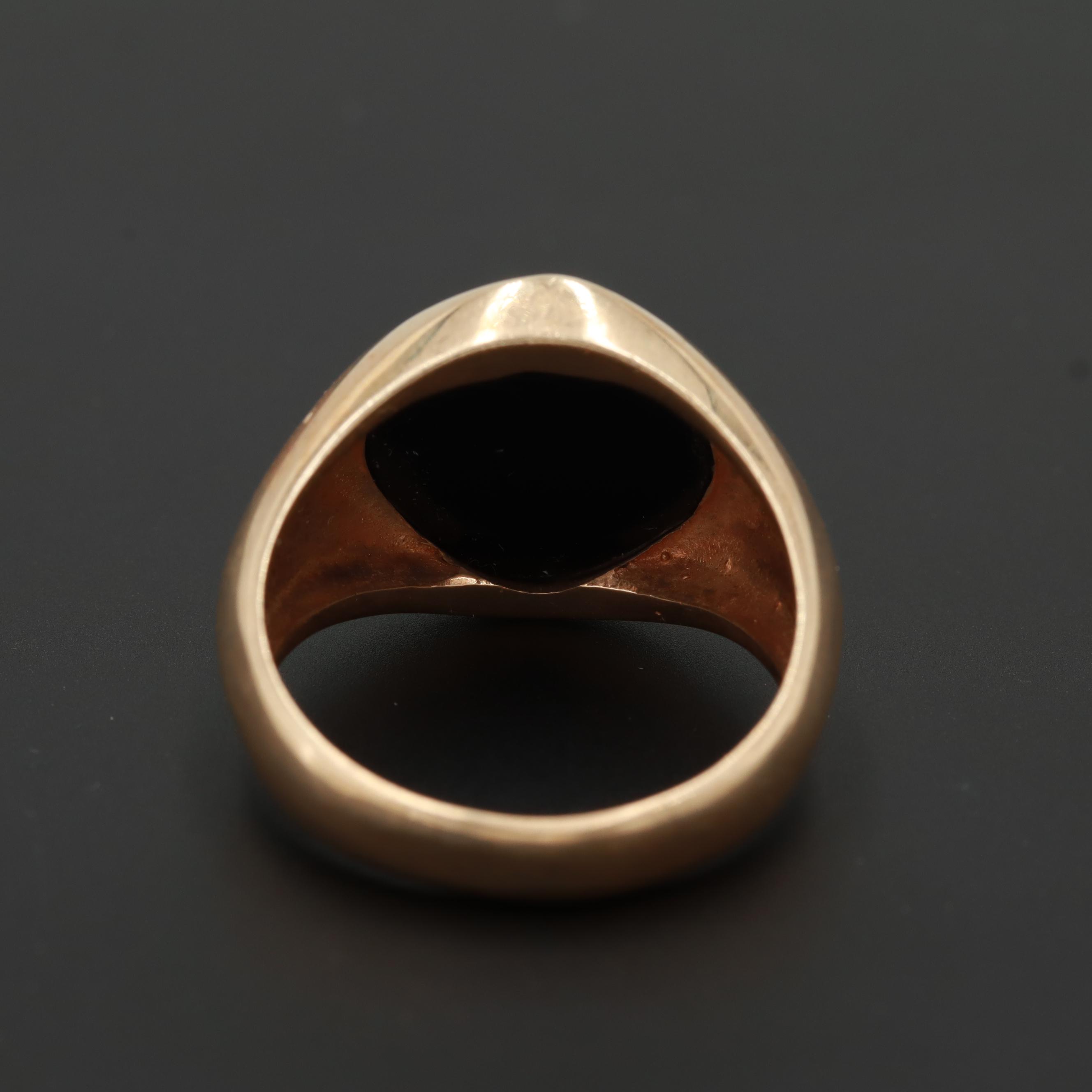 10K Yellow Gold Black Onyx Ring