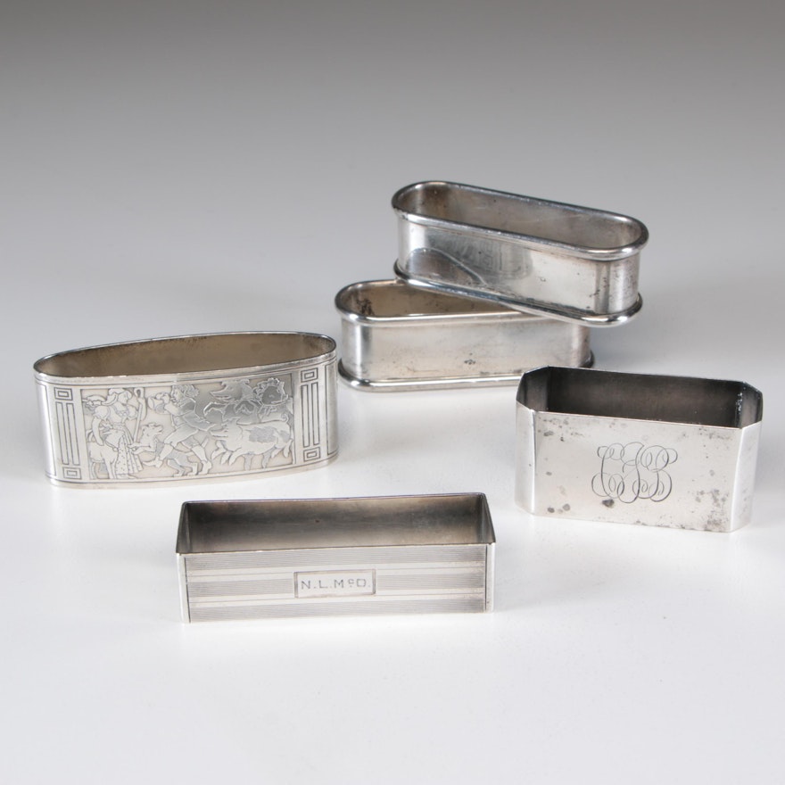 Sterling Silver Napkin Rings including Gorham, Early 20th Century