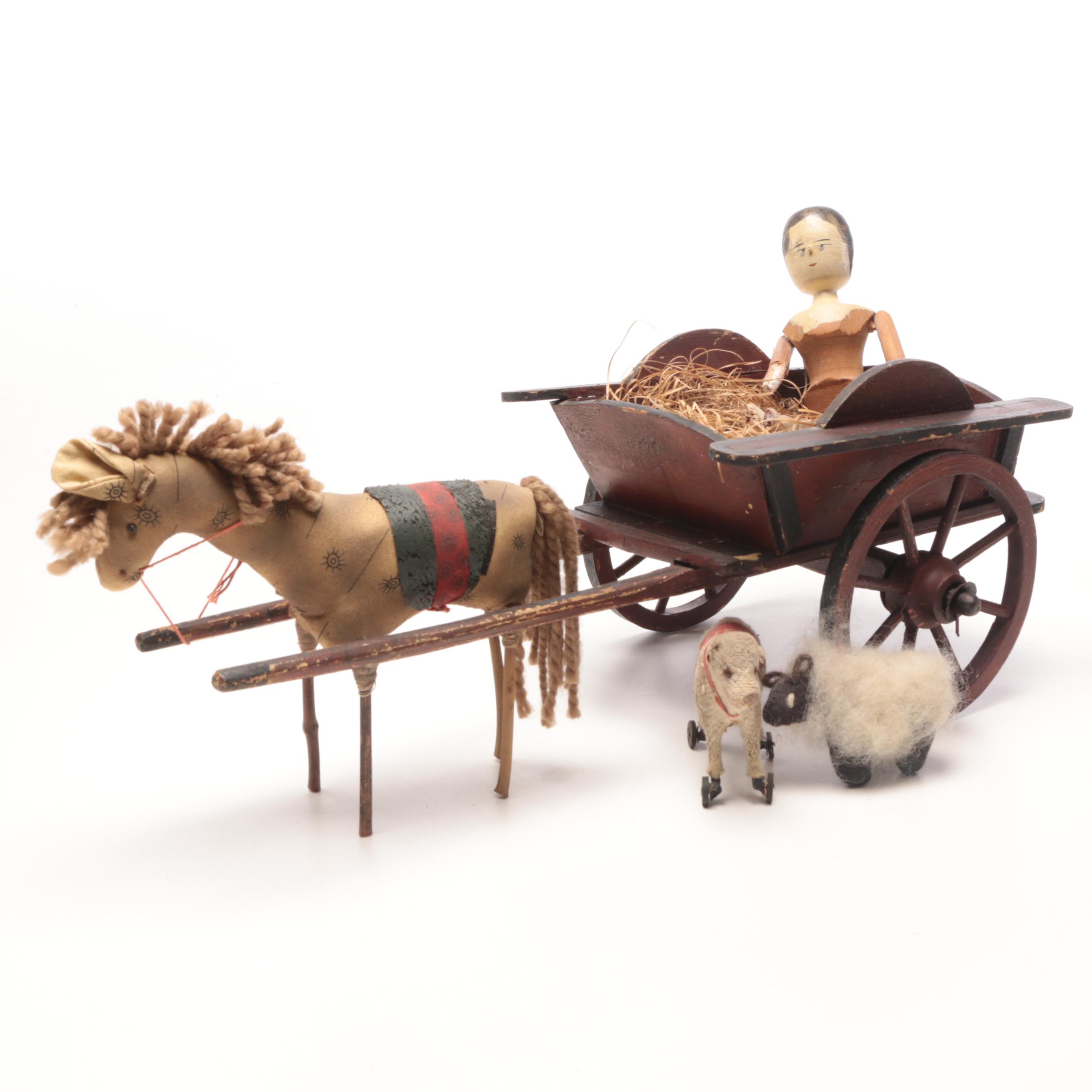 Vintage Toy Cart and Animals