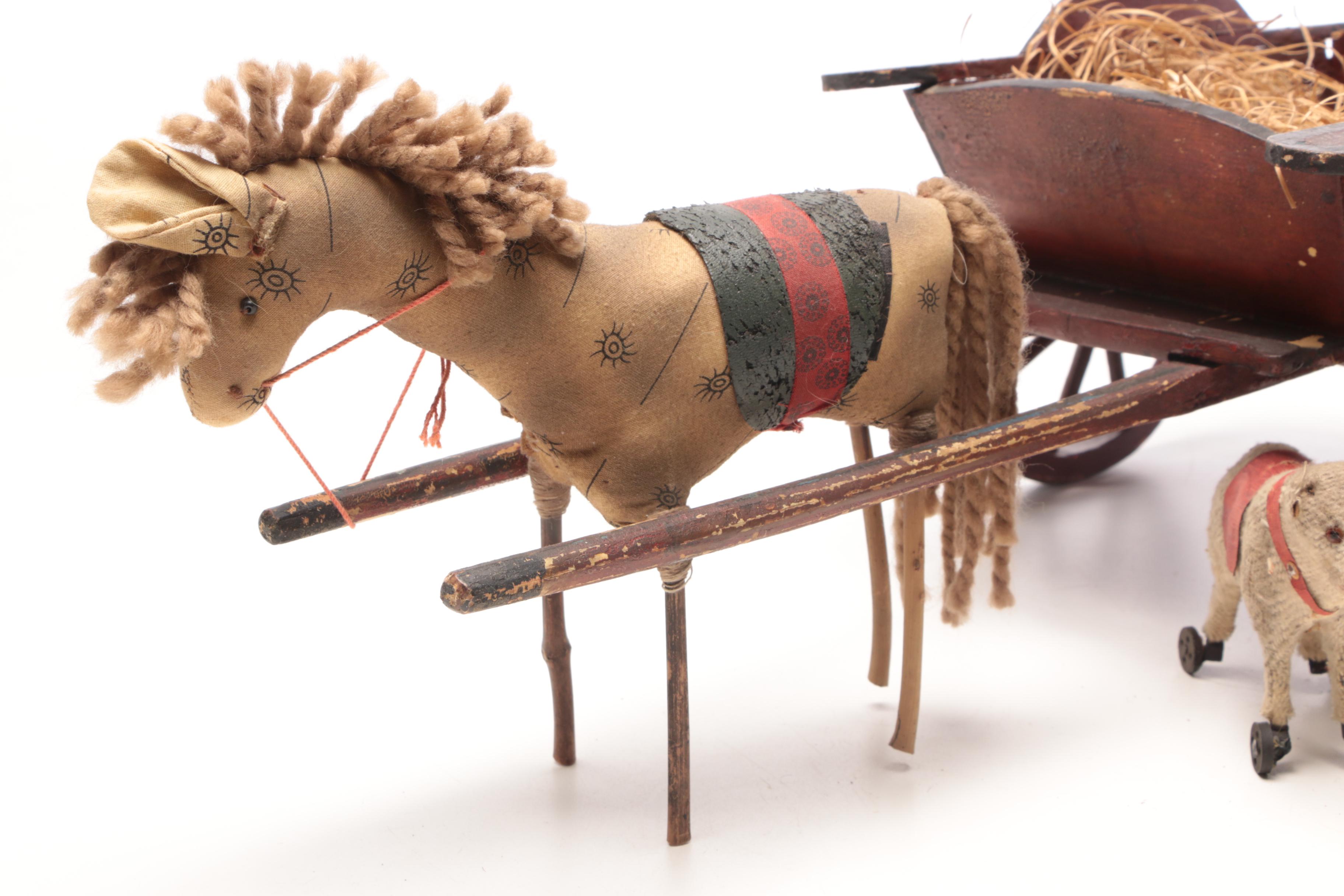 Vintage Toy Cart and Animals