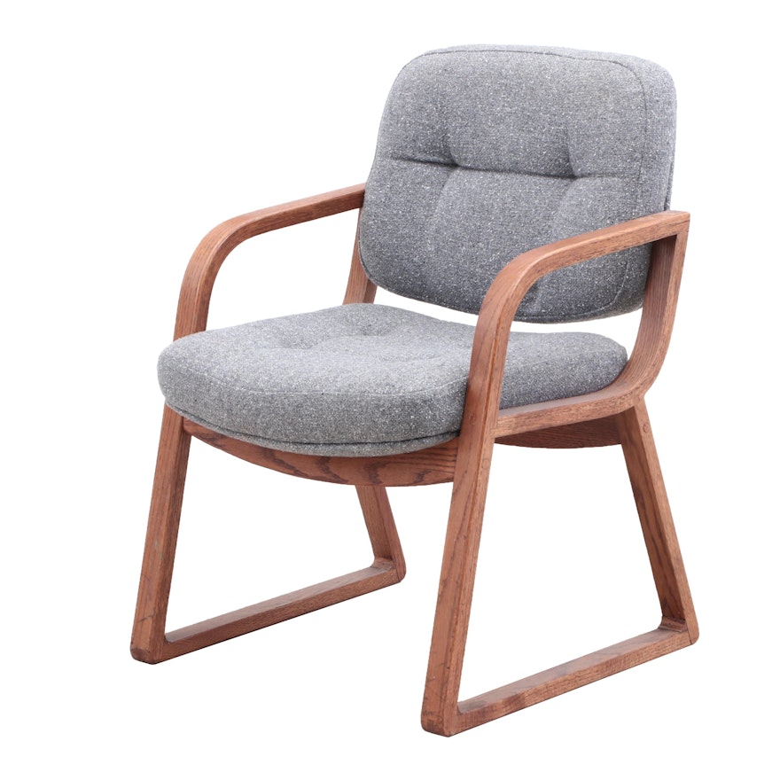 Mid Century Modern Hon Company Upholstered Walnut Arm Chair, Mid 20th Century