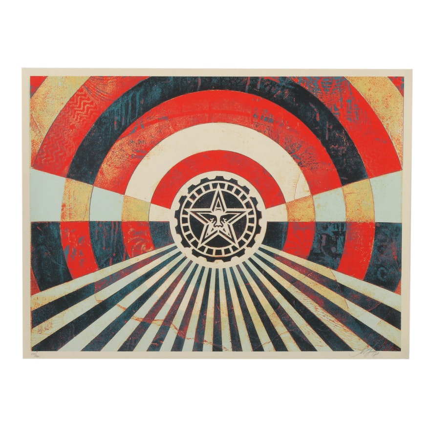 Shepard Fairey Serigraph "Tunnel Vision Version 2 (Gold)"