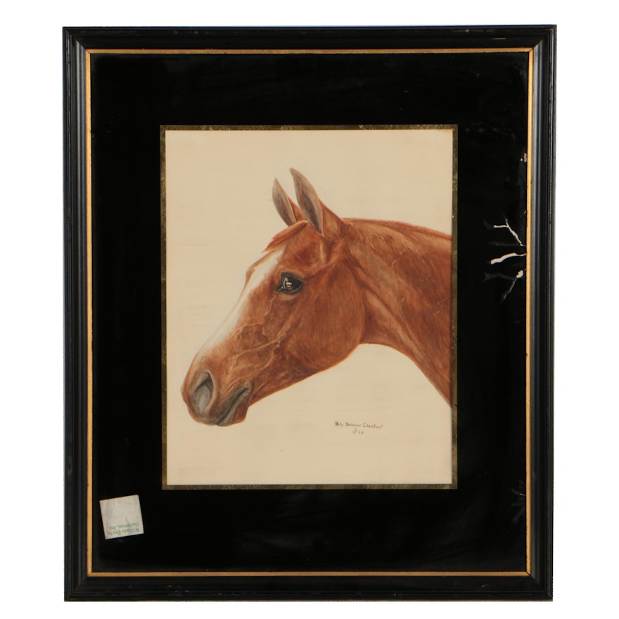 Billy Dohlman Chestnut 1934 Watercolor Painting of Horse