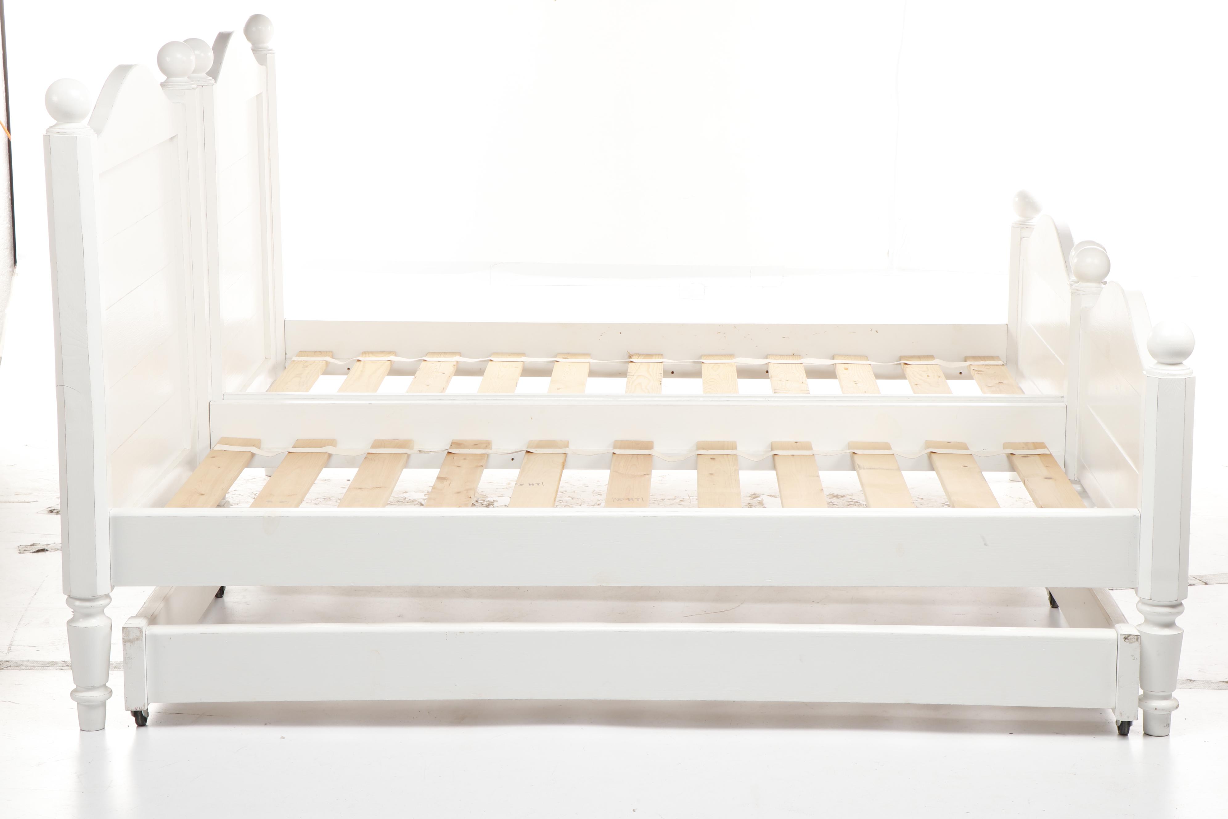 White Wooden Twin Bed Frames with Trundle