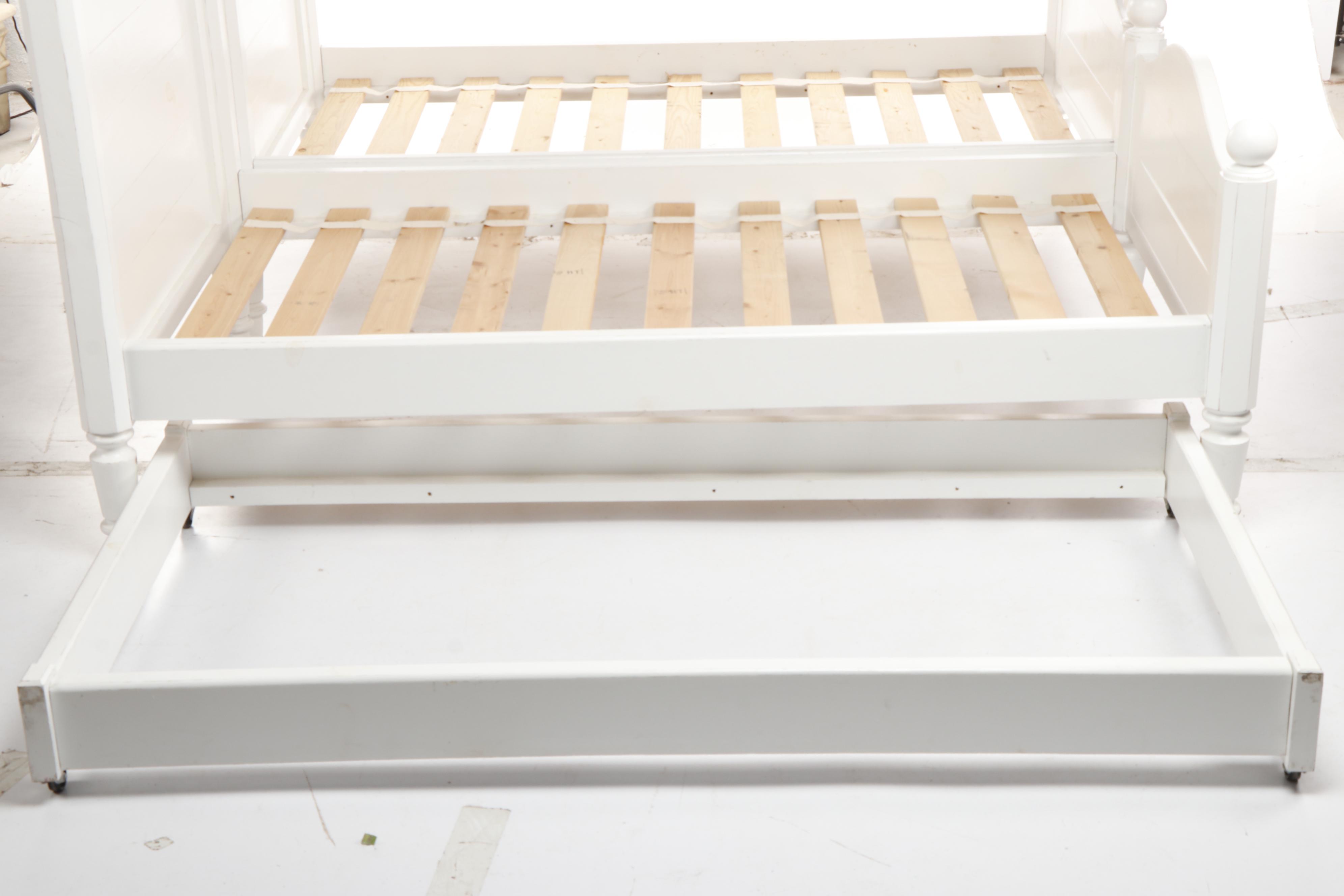 White Wooden Twin Bed Frames with Trundle