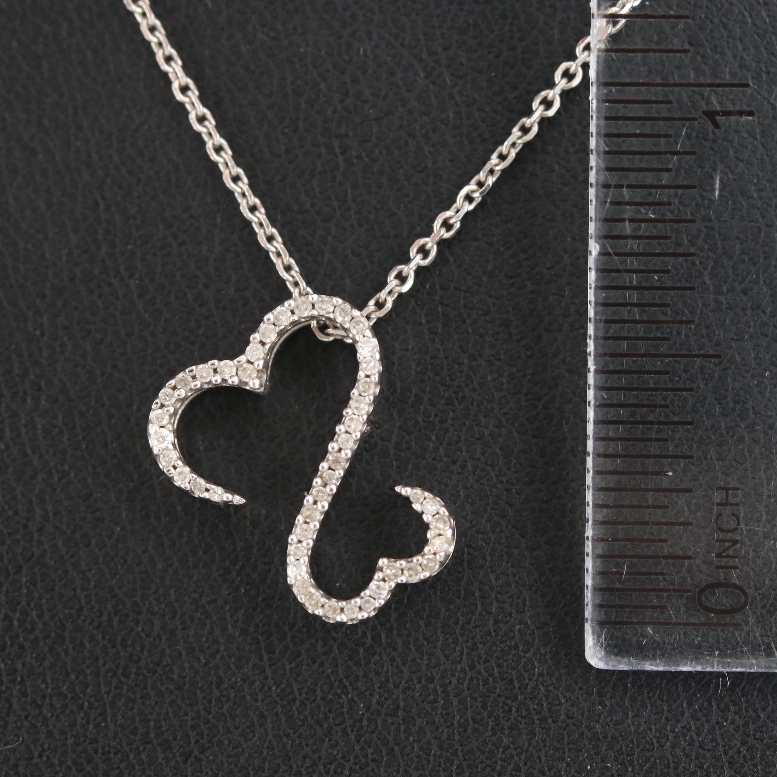 Jane Seymour 14K White Gold Diamond "Open Hearts" Pendant Necklace