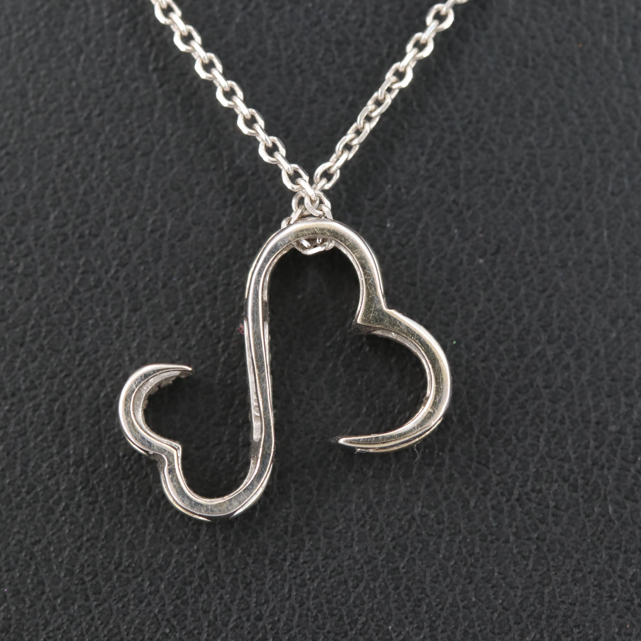 Jane Seymour 14K White Gold Diamond "Open Hearts" Pendant Necklace