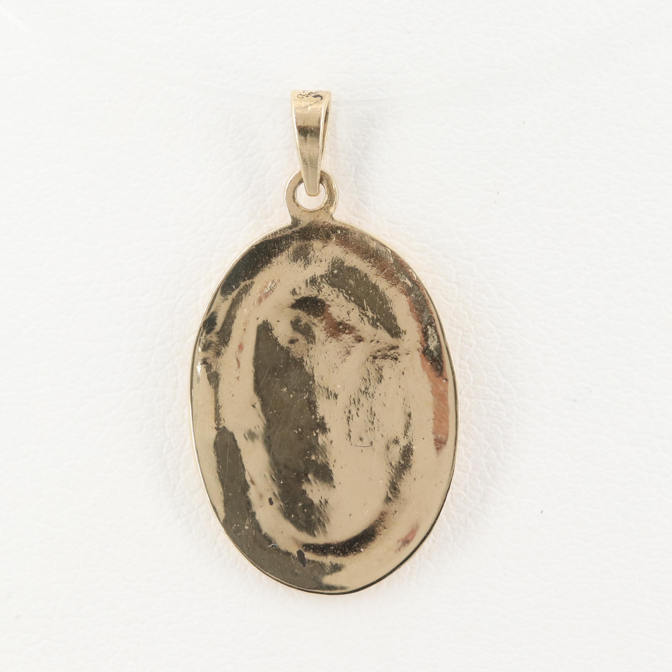 14K Yellow Gold Saint Christopher Icon Pendant