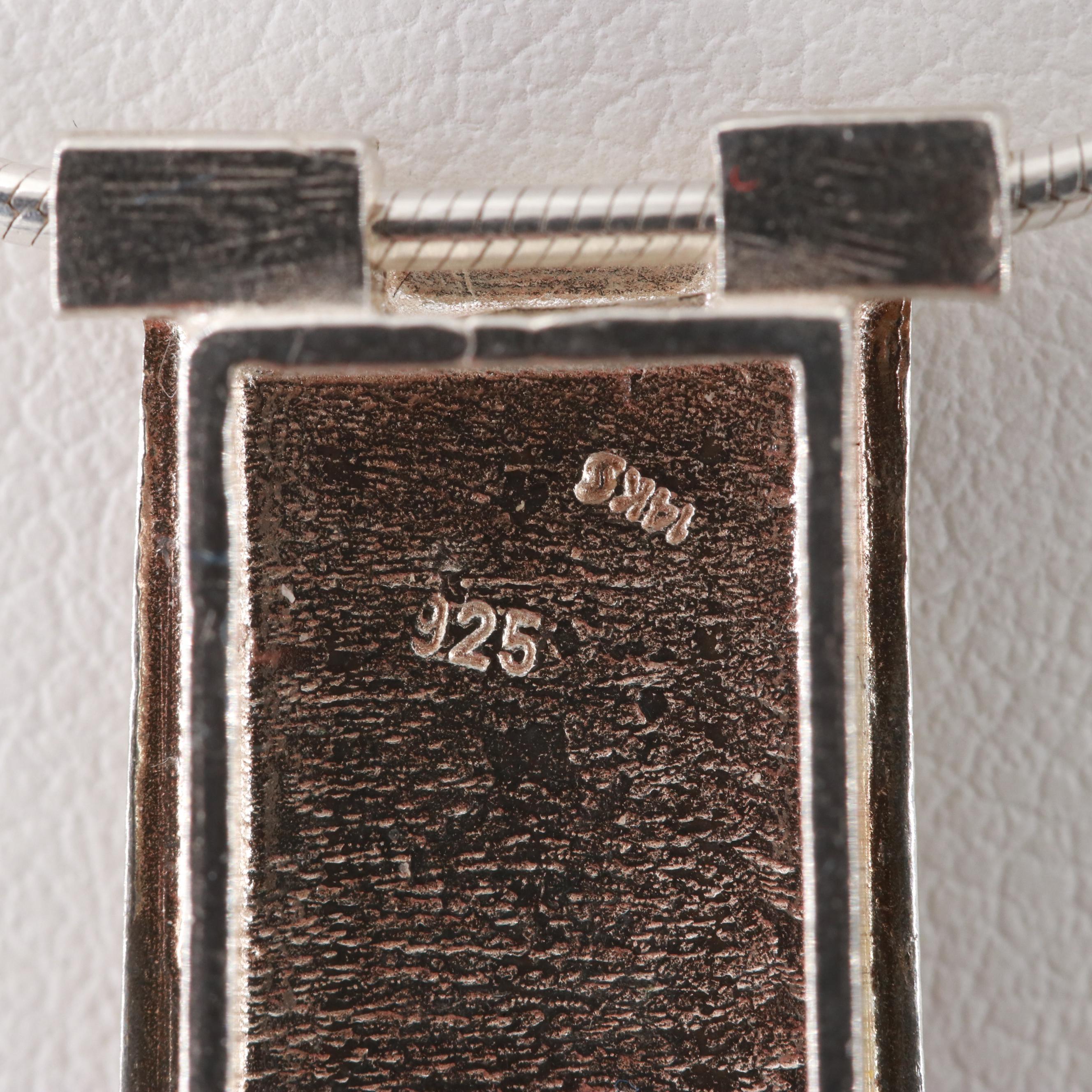 Sterling Silver Pendant Necklace and Textured Bangle Bracelets