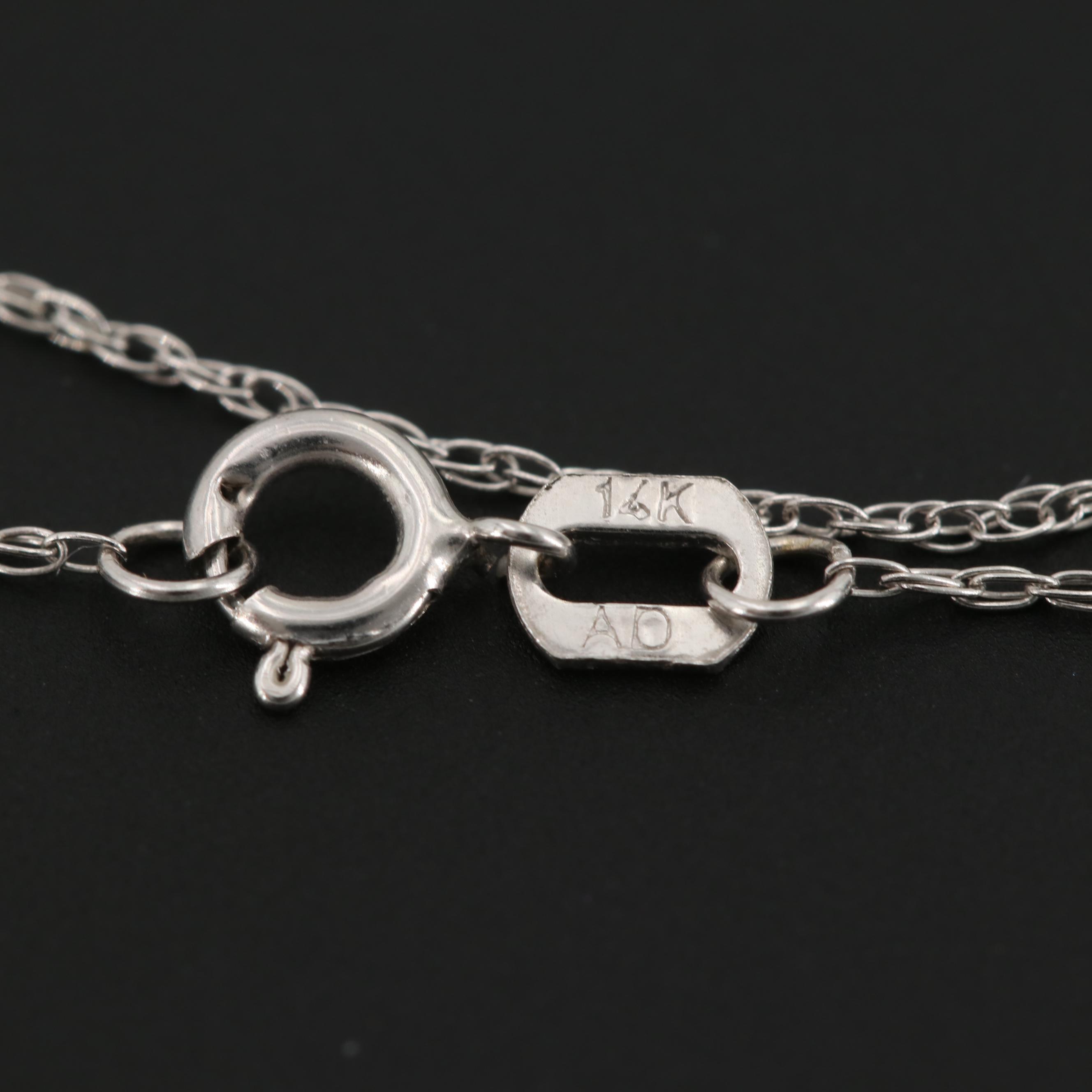 14K White Gold Diamond Pendant Necklace