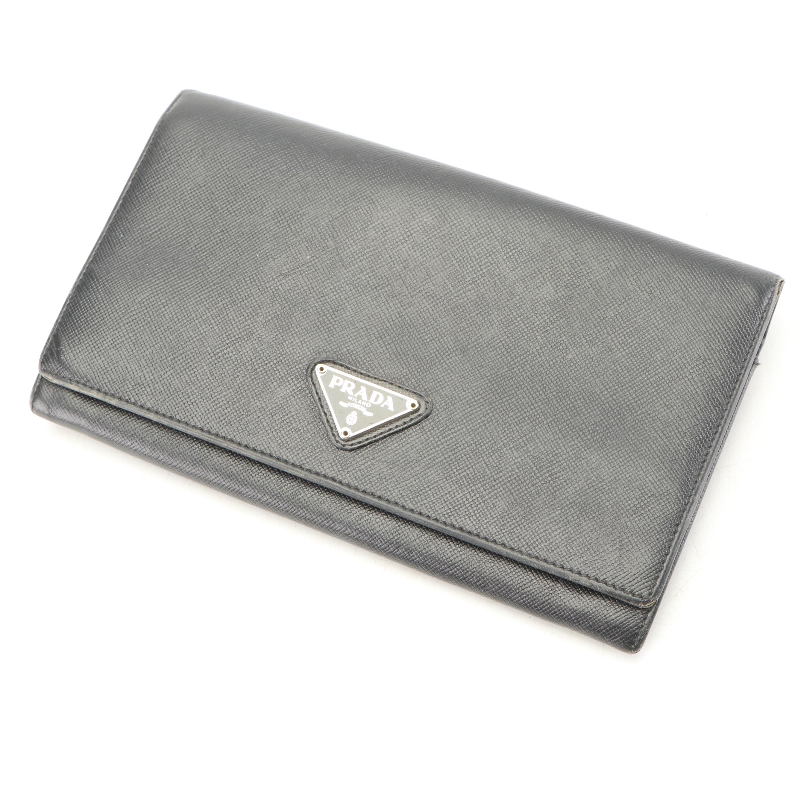 Prada Black Saffiano Leather Wallet, Made in Italy