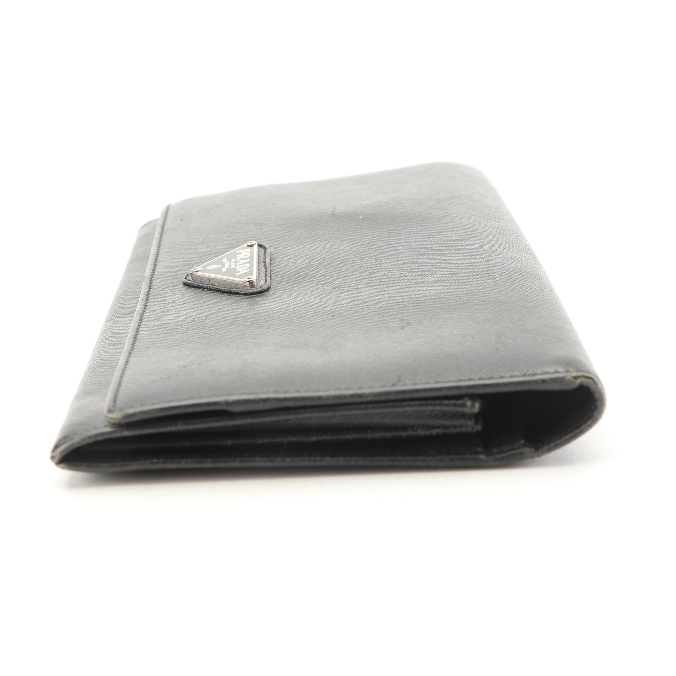 Prada Black Saffiano Leather Wallet, Made in Italy