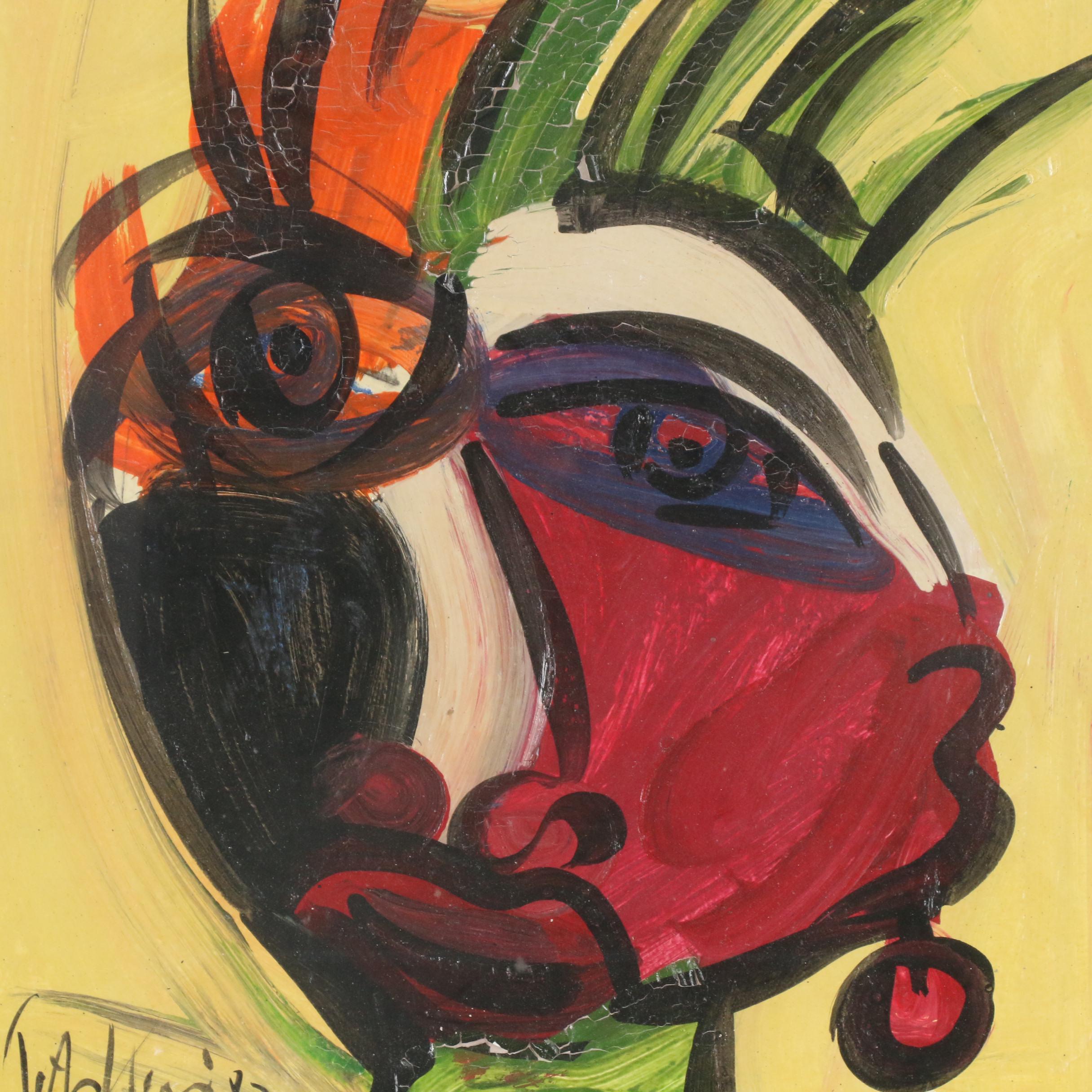 Peter Keil Abstract Portrait Oil Painting, 1987