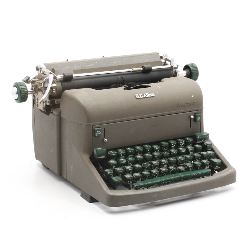 R.C. Allen Vis-O-Matic Typewriter, Mid Century