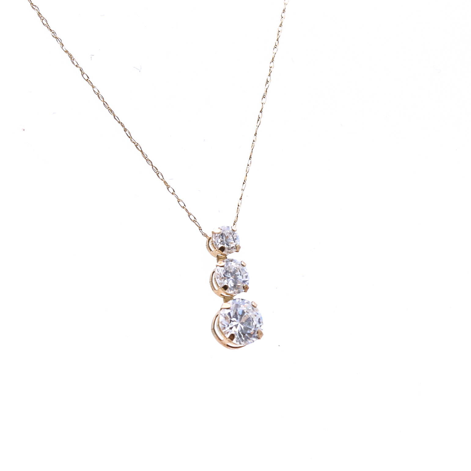 10K Yellow Gold Graduated Cubic Zirconia Necklace