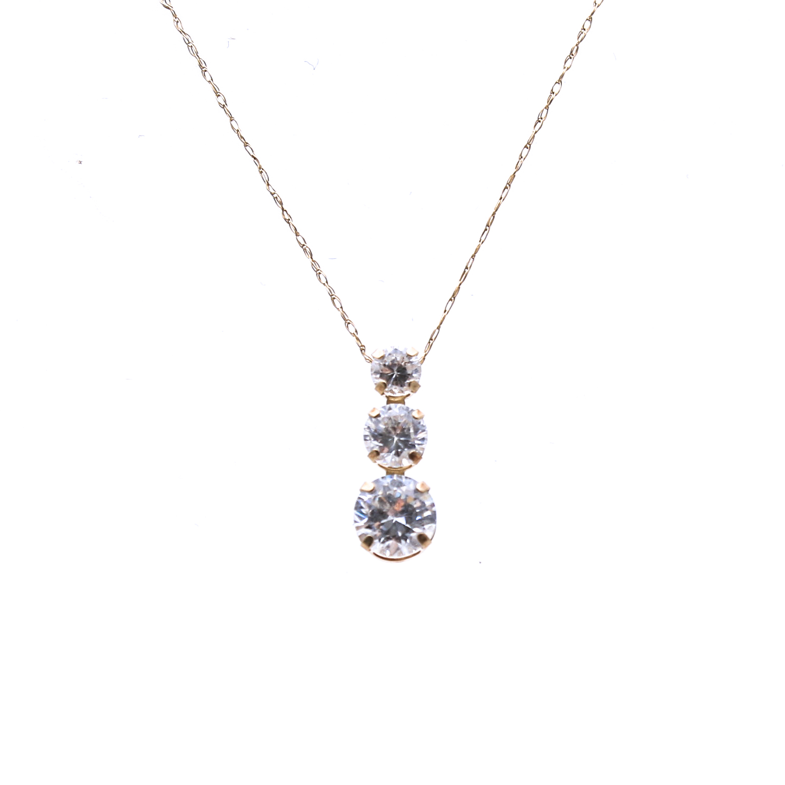 10K Yellow Gold Graduated Cubic Zirconia Necklace