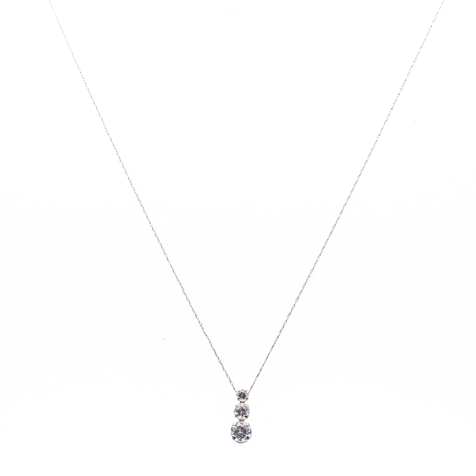 10K Yellow Gold Graduated Cubic Zirconia Necklace