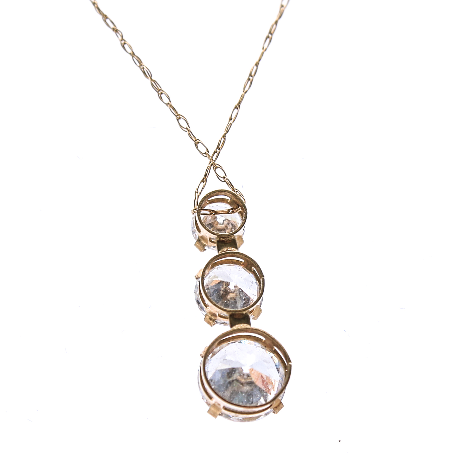 10K Yellow Gold Graduated Cubic Zirconia Necklace