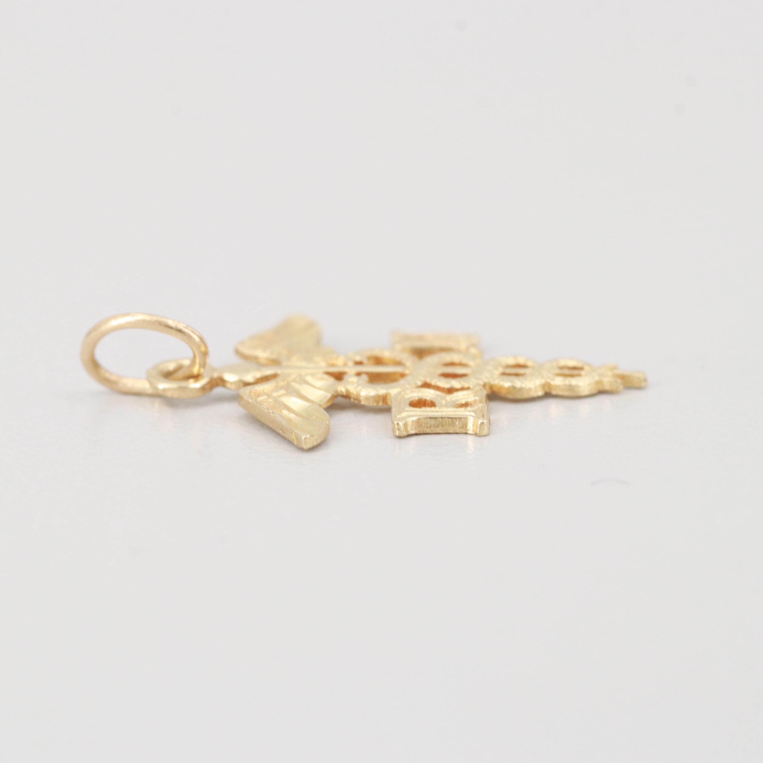 14K Yellow Gold Caduceus "RN" Pendant