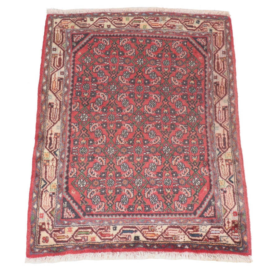 Hand-Knotted Persian Hamadan Wool Rug