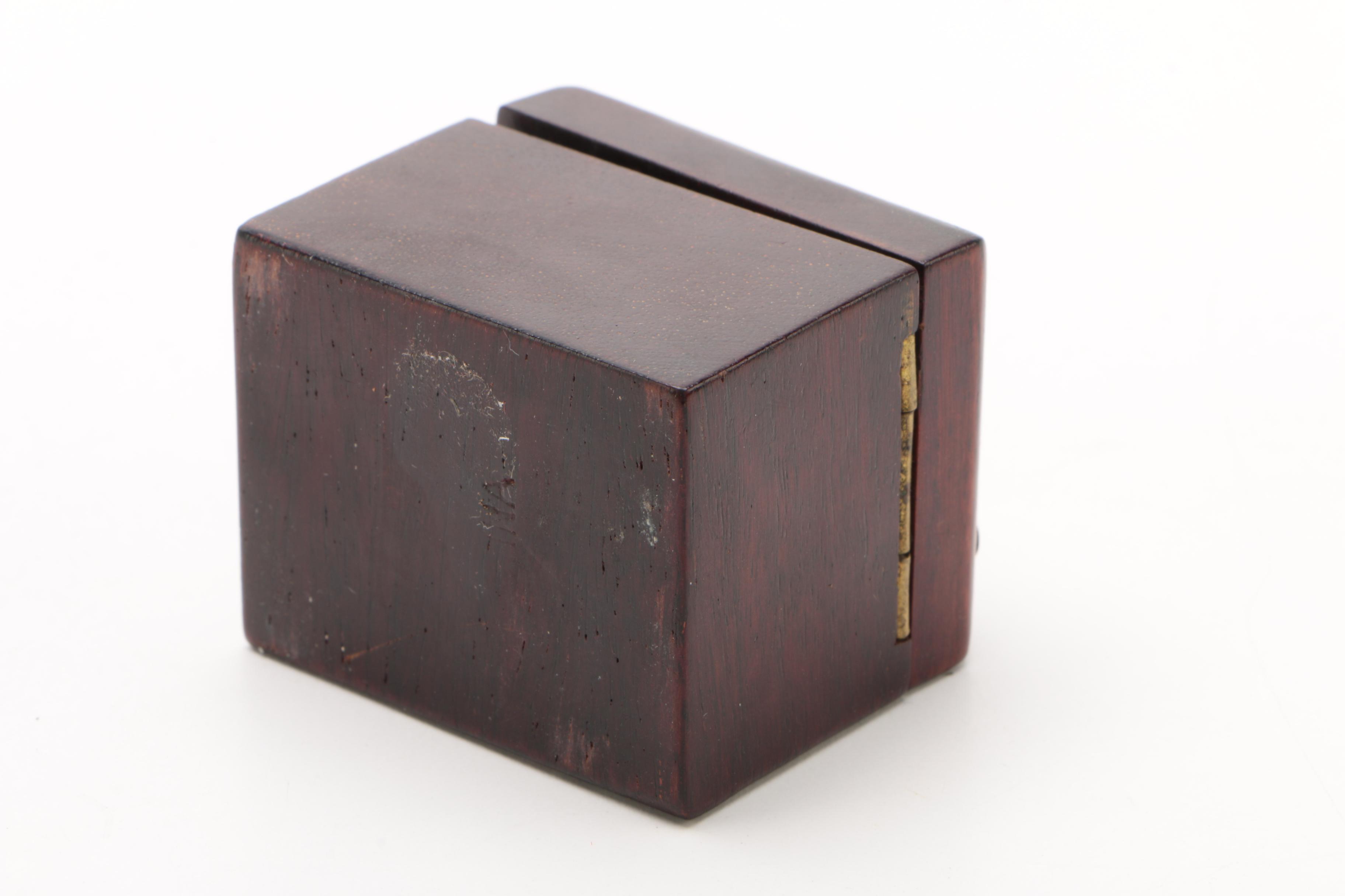 Chinese Glass Dragon Figurine with Wooden Stamp Box