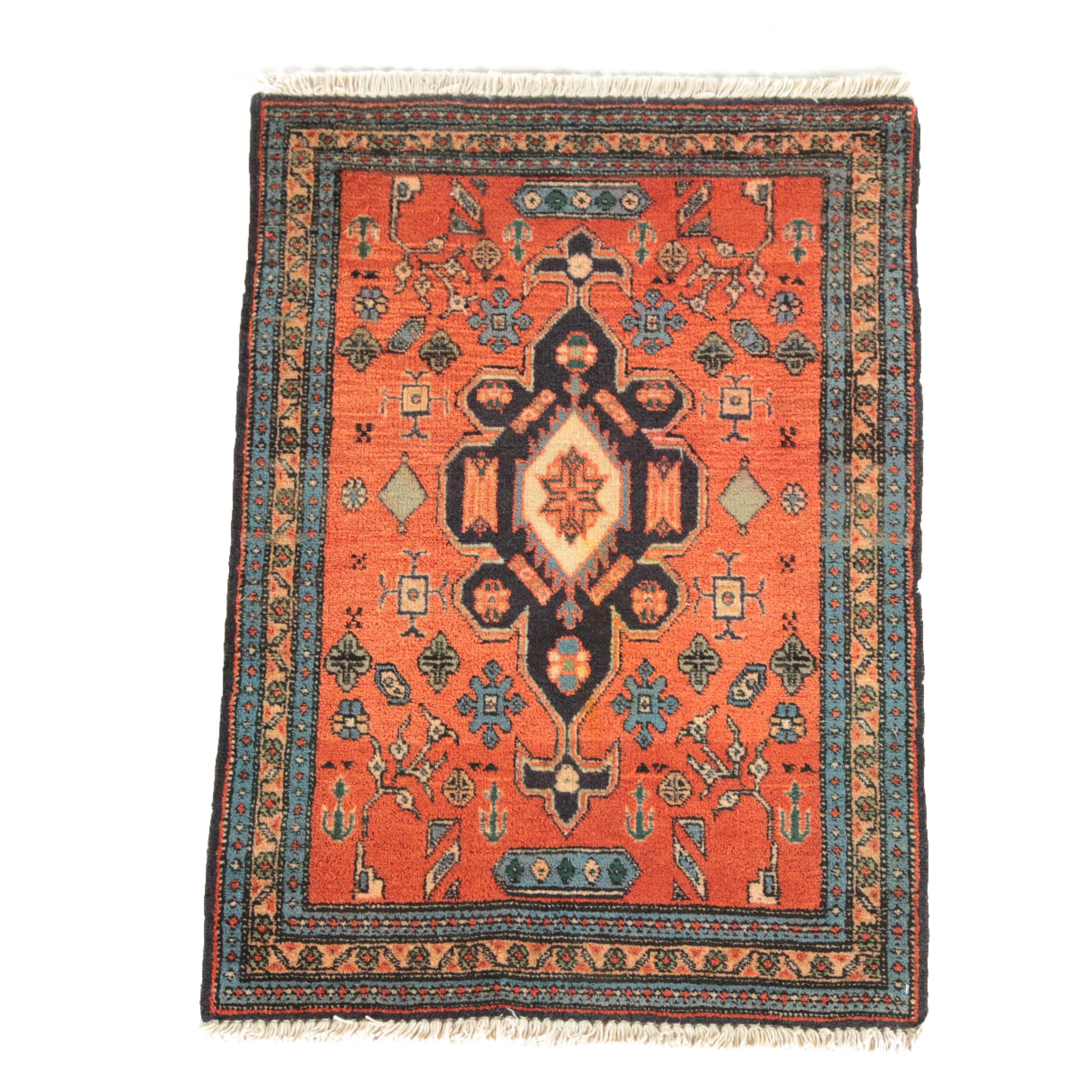 Hand-Knotted Persian Heriz Wool Accent Rug From Woodward & Lothrop