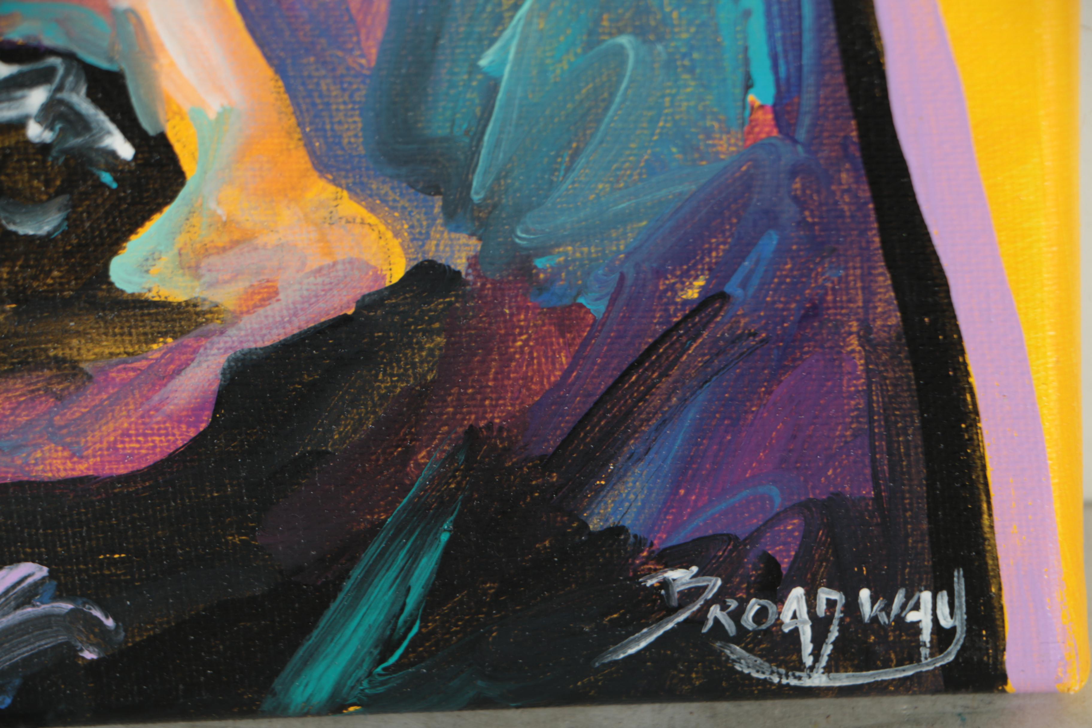 Marc Broadway Expressionist Acrylic Painting Black Bear Face