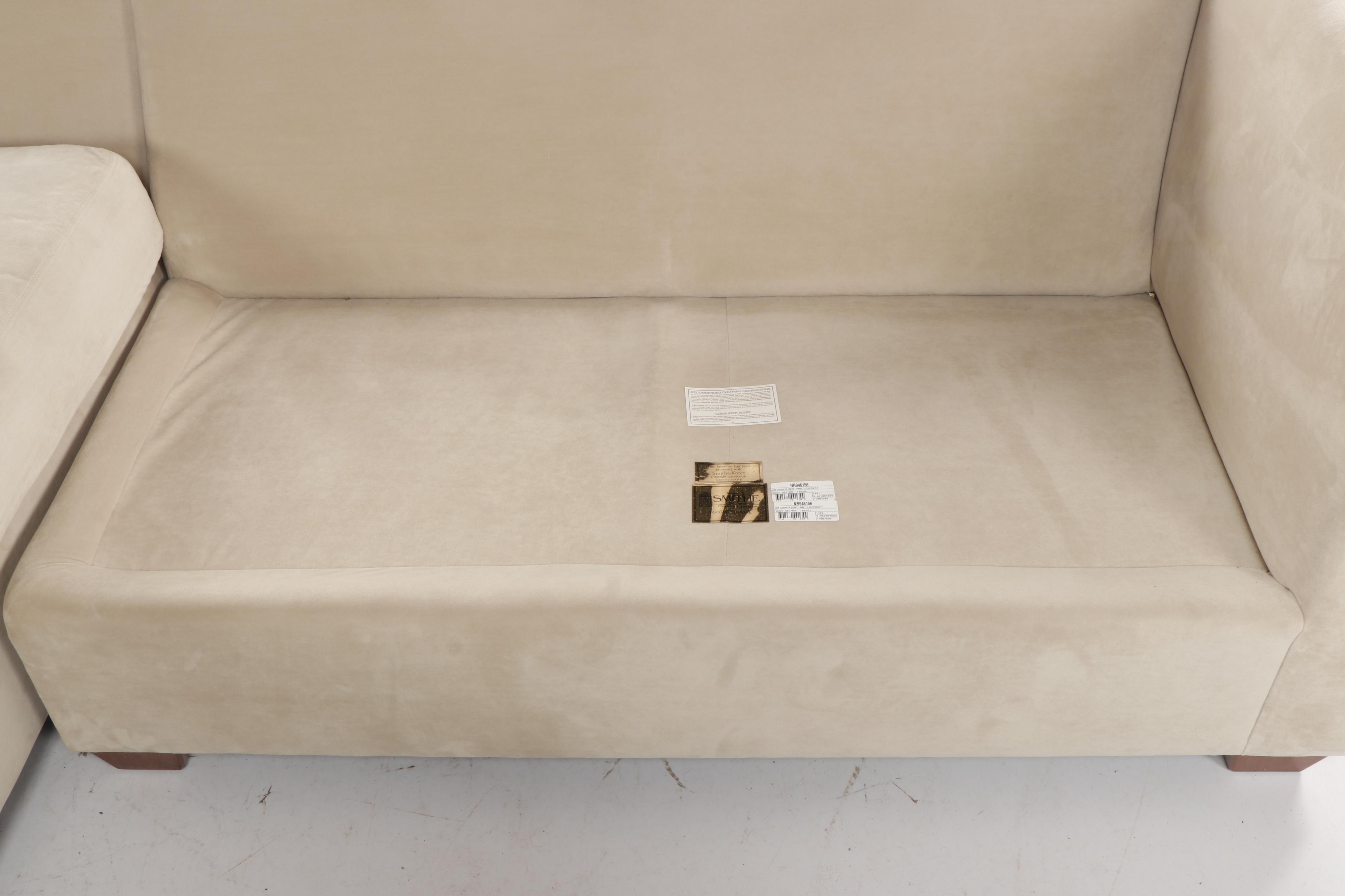 Walter E. Smithe Beige Velvet Upholstered Sectional Including Love Seat & Chaise