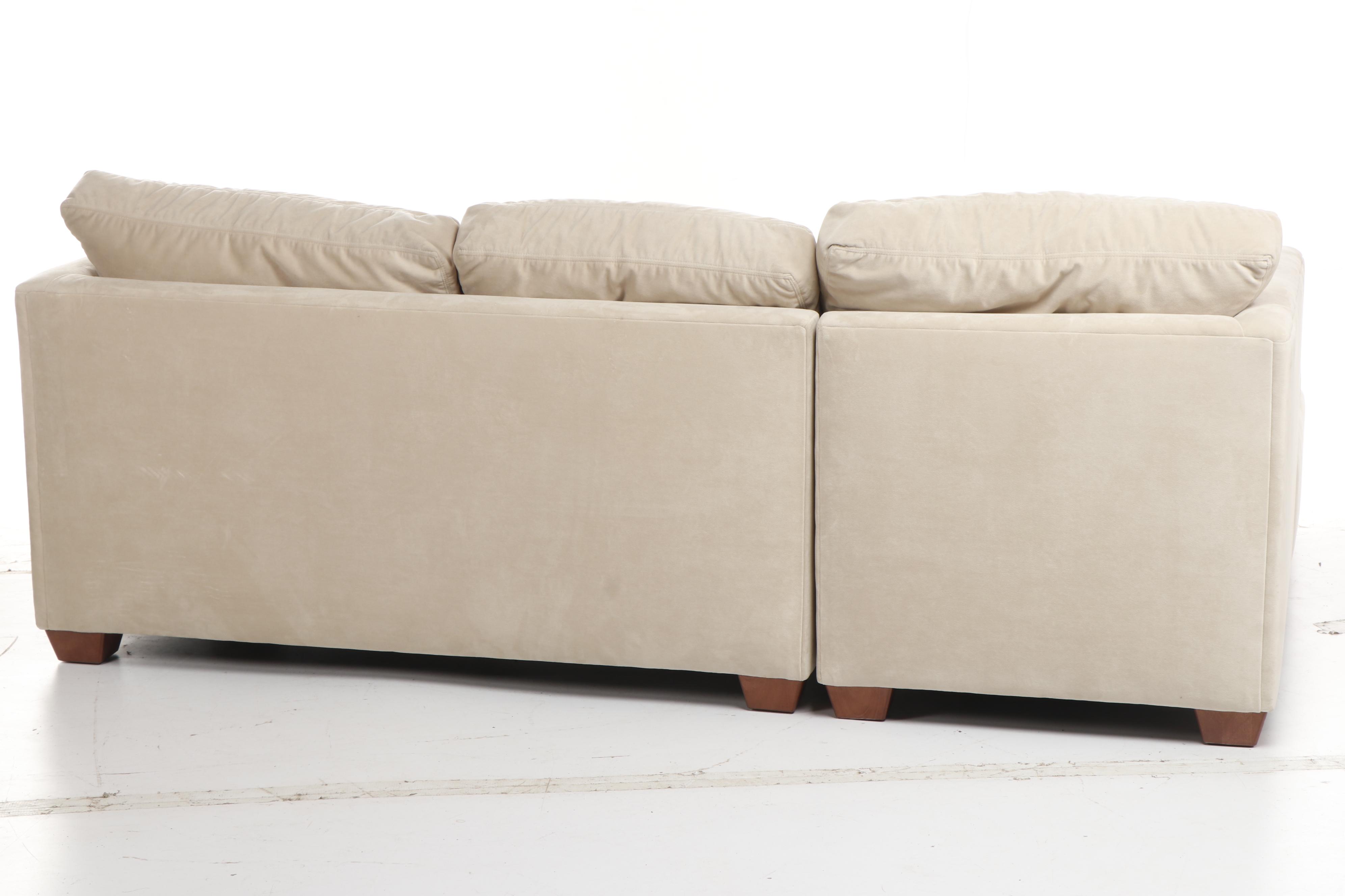 Walter E. Smithe Beige Velvet Upholstered Sectional Including Love Seat & Chaise