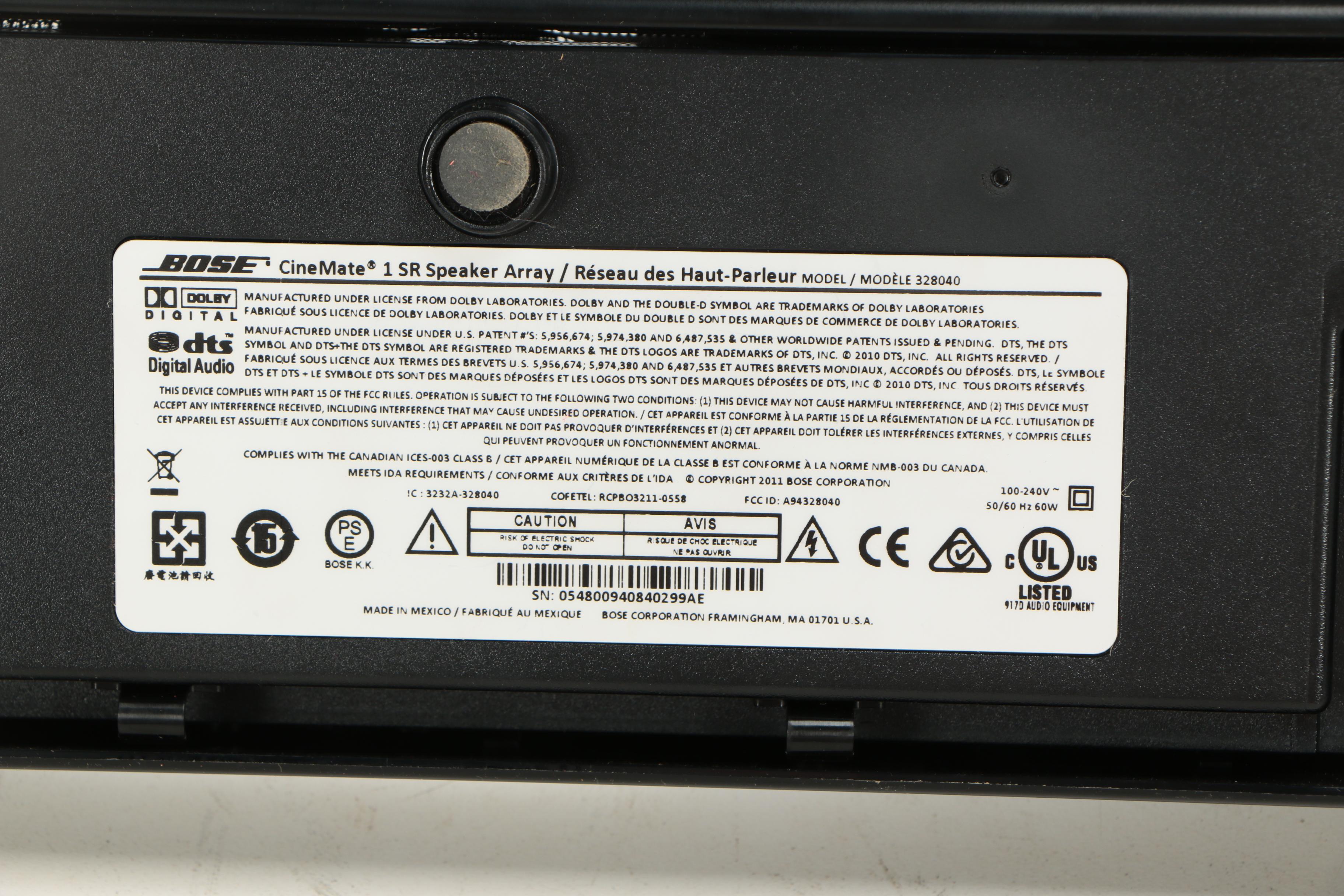 Bose CineMate 1 SR Digital Home Theater Subwoofers and Sound Bars