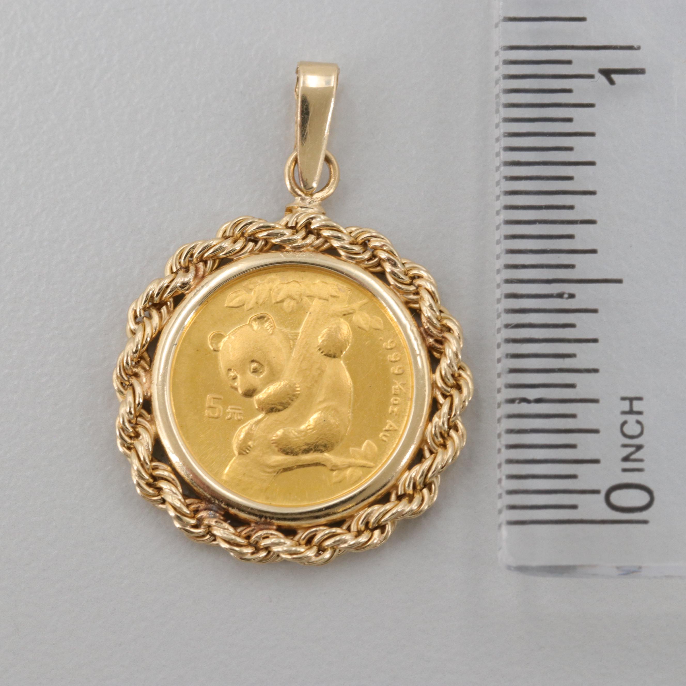 14K Pendants with 1986 $10 Gold Eagle and 1996 5-Yuan Chinese Gold Panda Coin