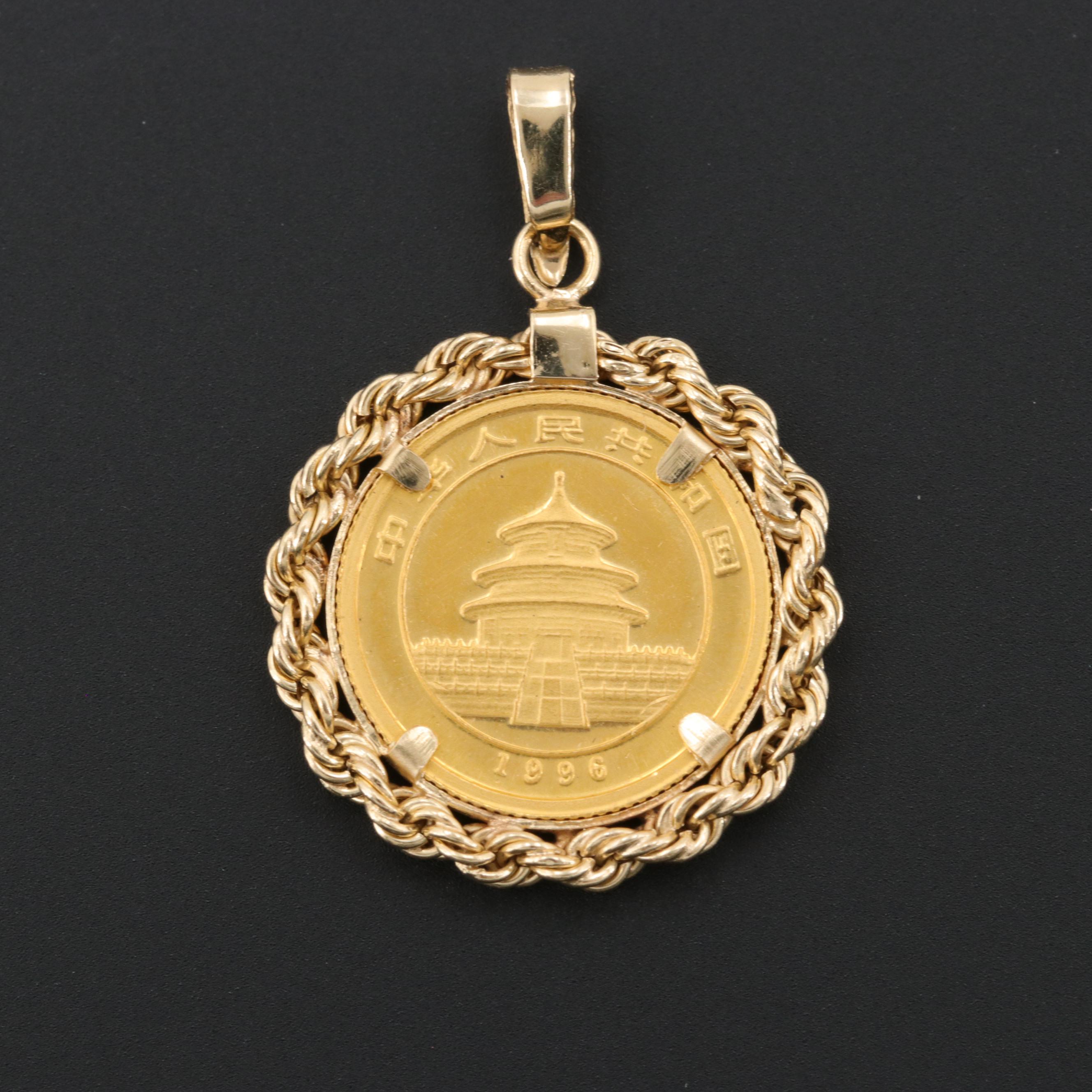14K Pendants with 1986 $10 Gold Eagle and 1996 5-Yuan Chinese Gold Panda Coin