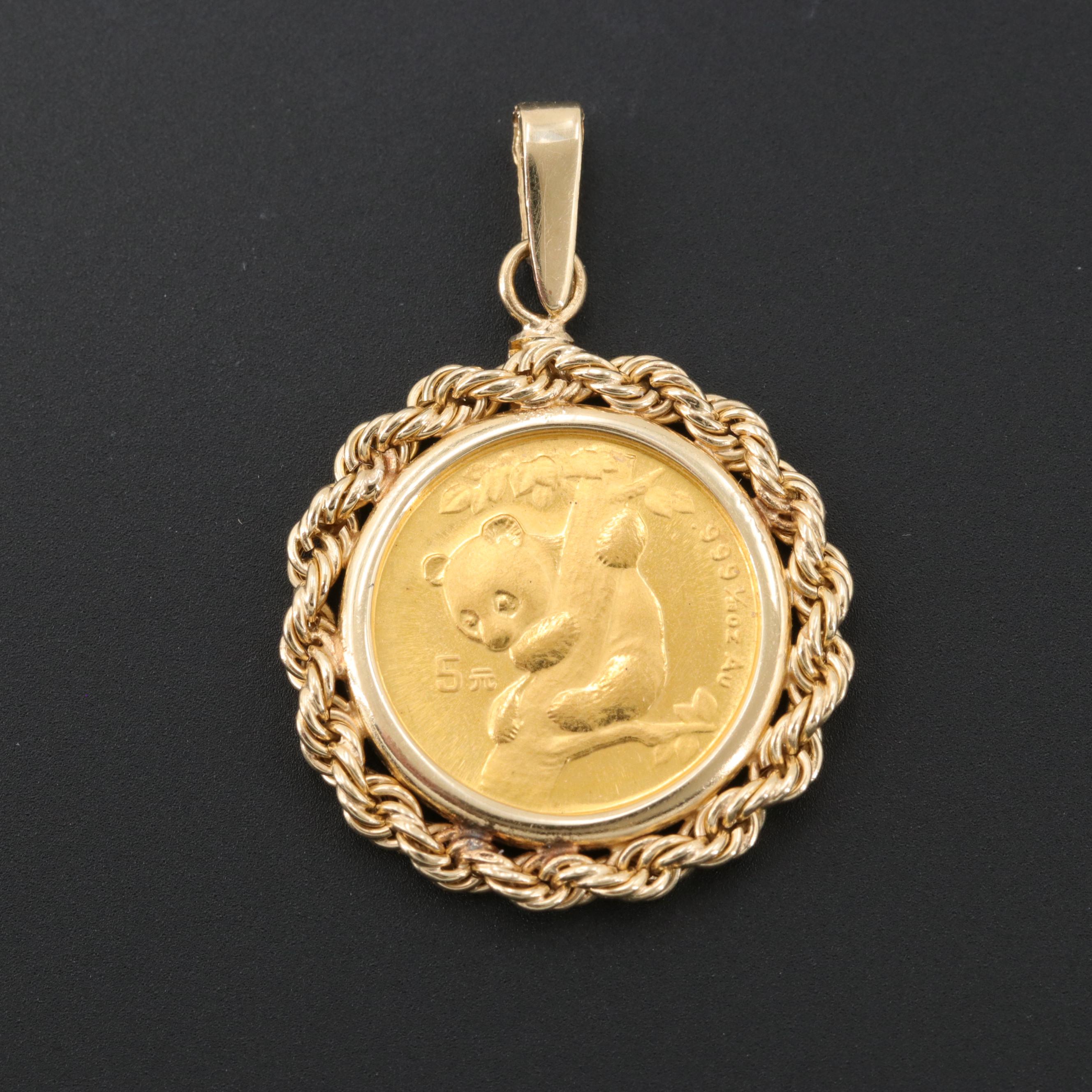 14K Pendants with 1986 $10 Gold Eagle and 1996 5-Yuan Chinese Gold Panda Coin